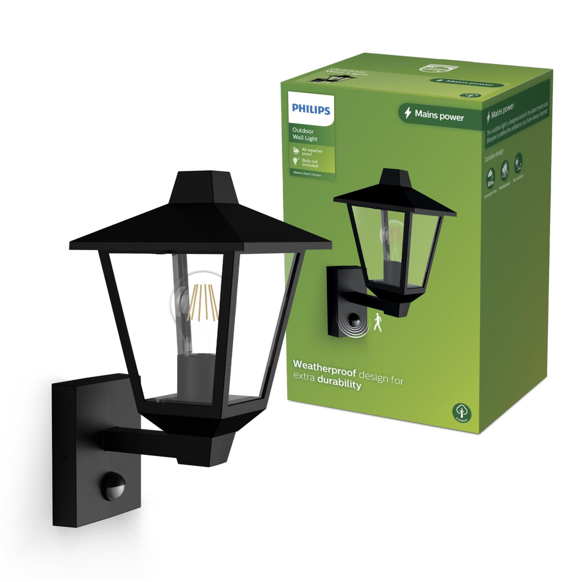 Levně Philips WA UP Kinno venkovní nástěnné svítidlo E27, 25 W, IP44, bez žárovky, černá