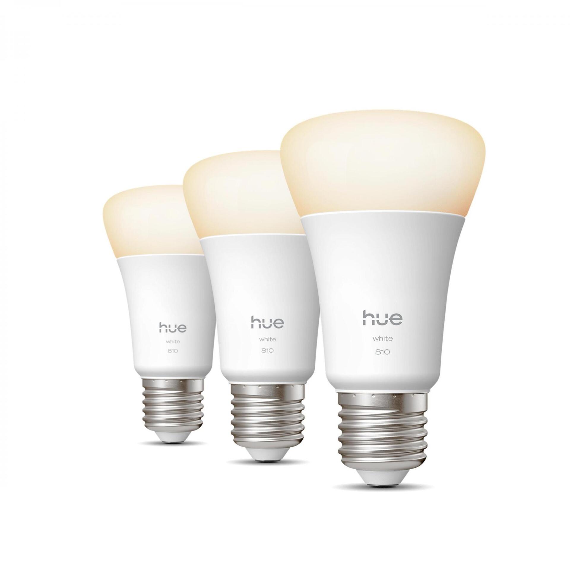 Levně Philips Hue W 810 smart žárovka A60 E27, 7W, 810lm, teplá bílá (3 ks)