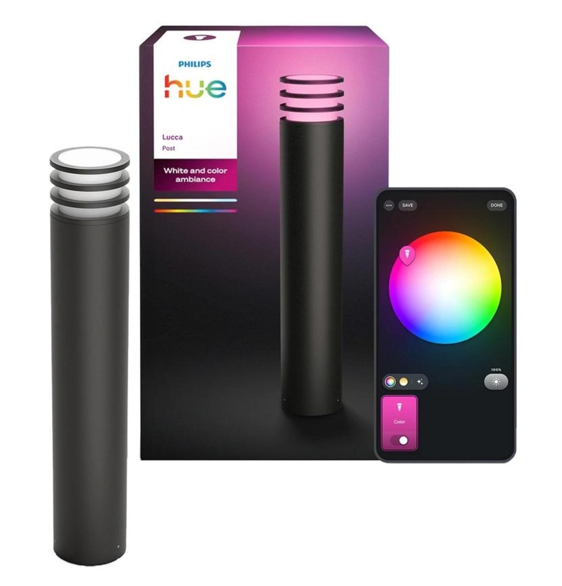 Philips Hue Lucca venkovní sloupkové LED svítidlo A60 WCA antracit 1000-20000K RGB