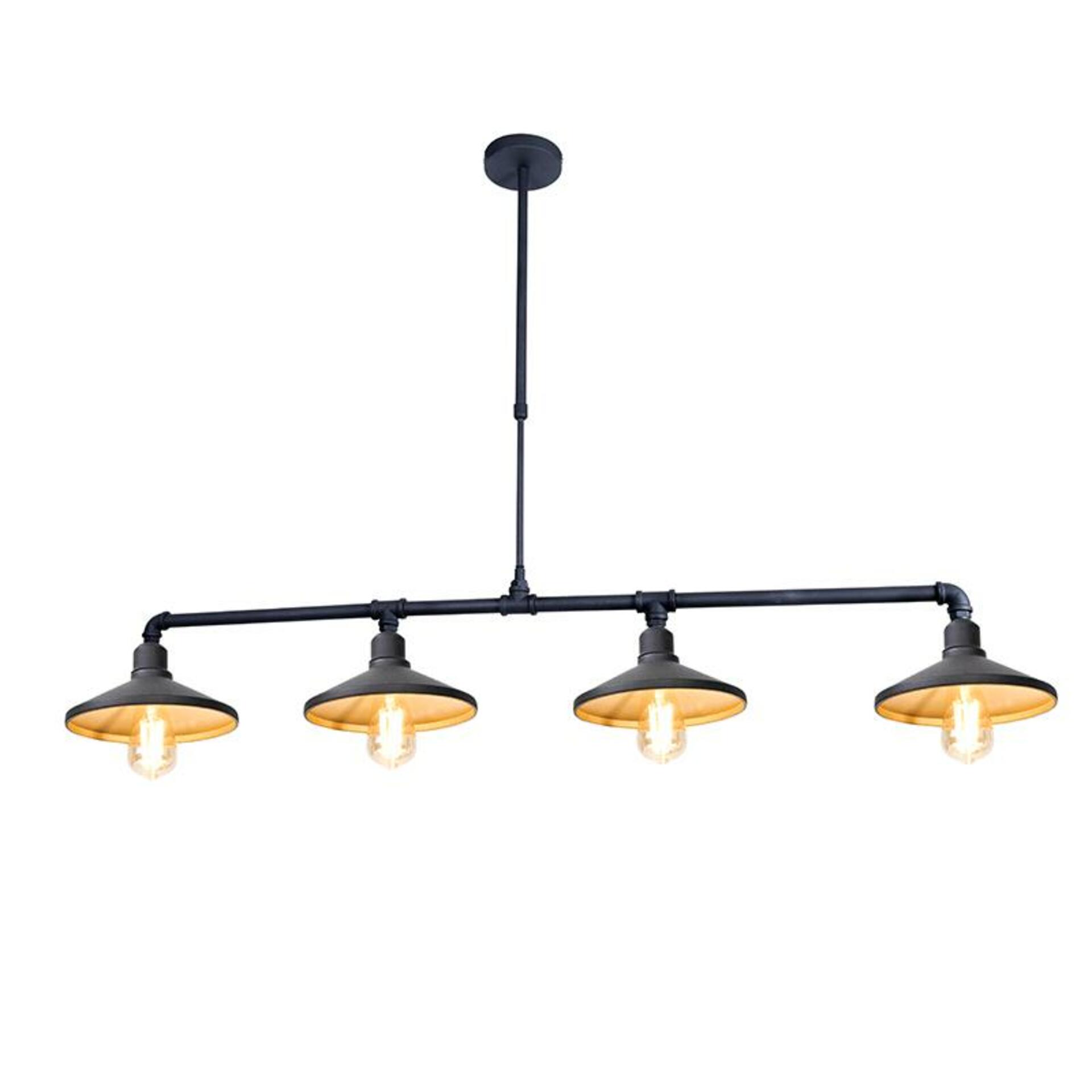 ACA Lighting závěsné svítidlo 4XE27 černá+zlatý kov 130X22XH92CM PIPE AR4174P130BG