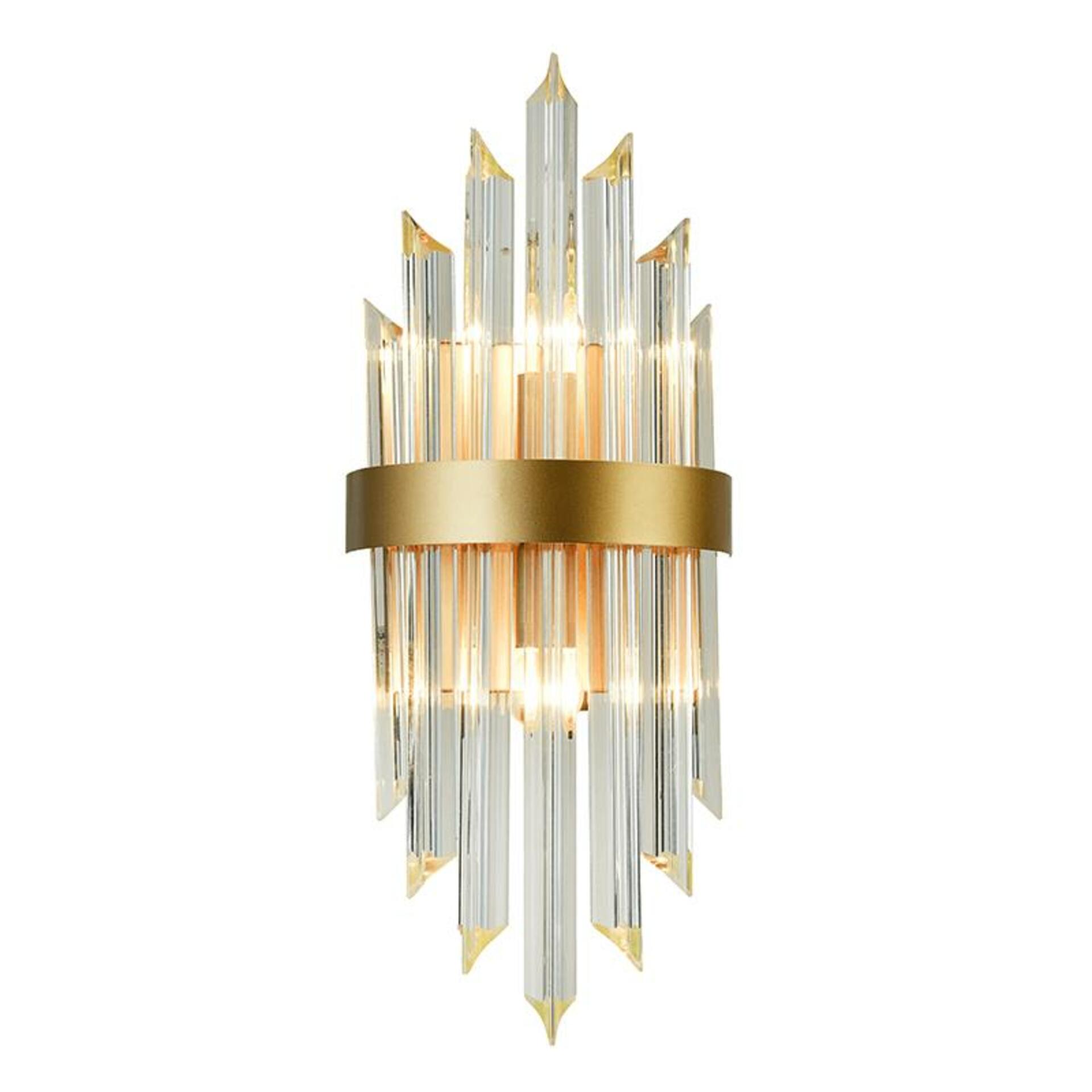 Levně ACA Lighting nástěnné svítidlo 2XE14 křišťál + zlatý kov 22X13X54CM EMPIRE EG6172W54CG