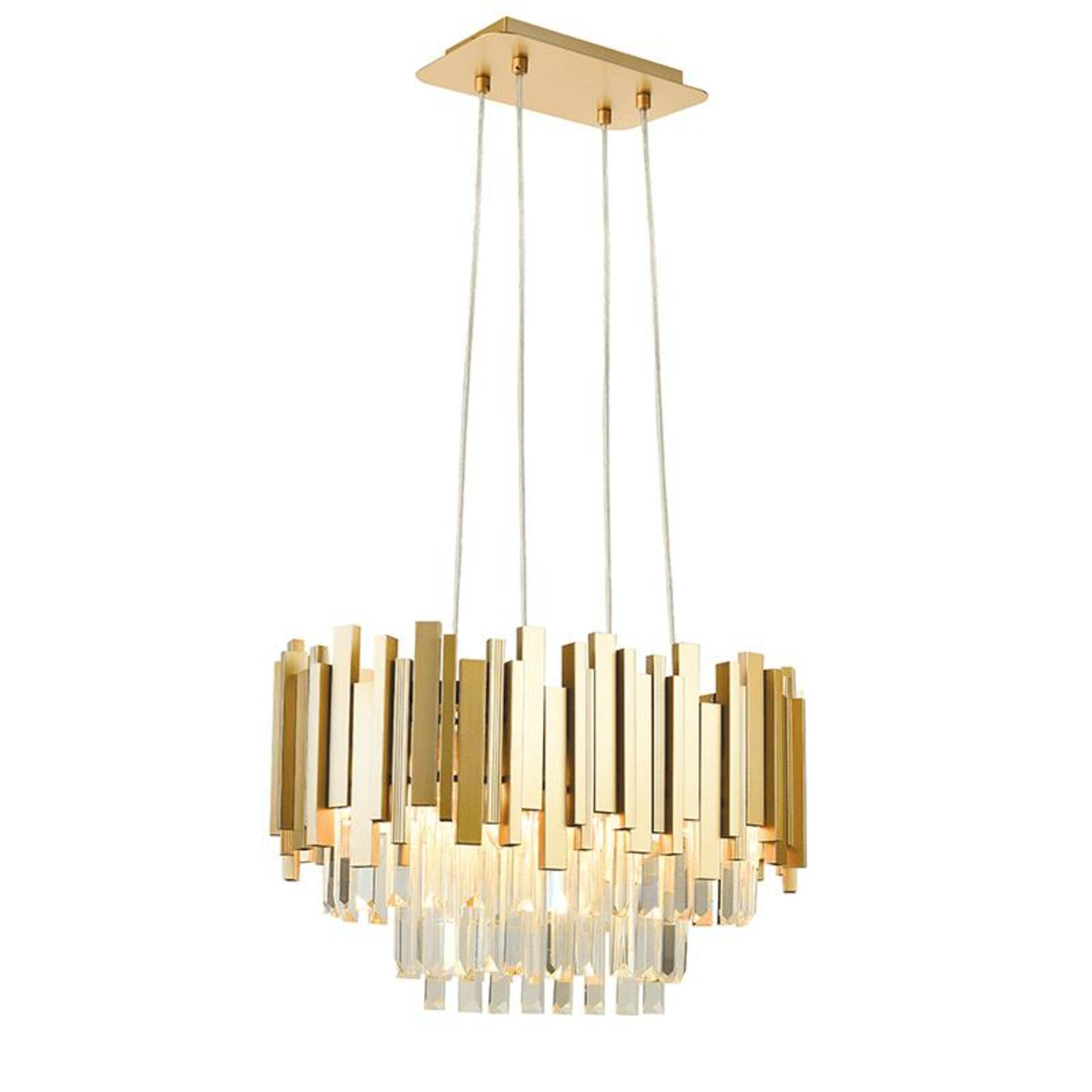 ACA Lighting závěsné svítidlo 4XE14 křišťál + zlatý kov 50X30XH100CM EMPIRE EG6174P50CG