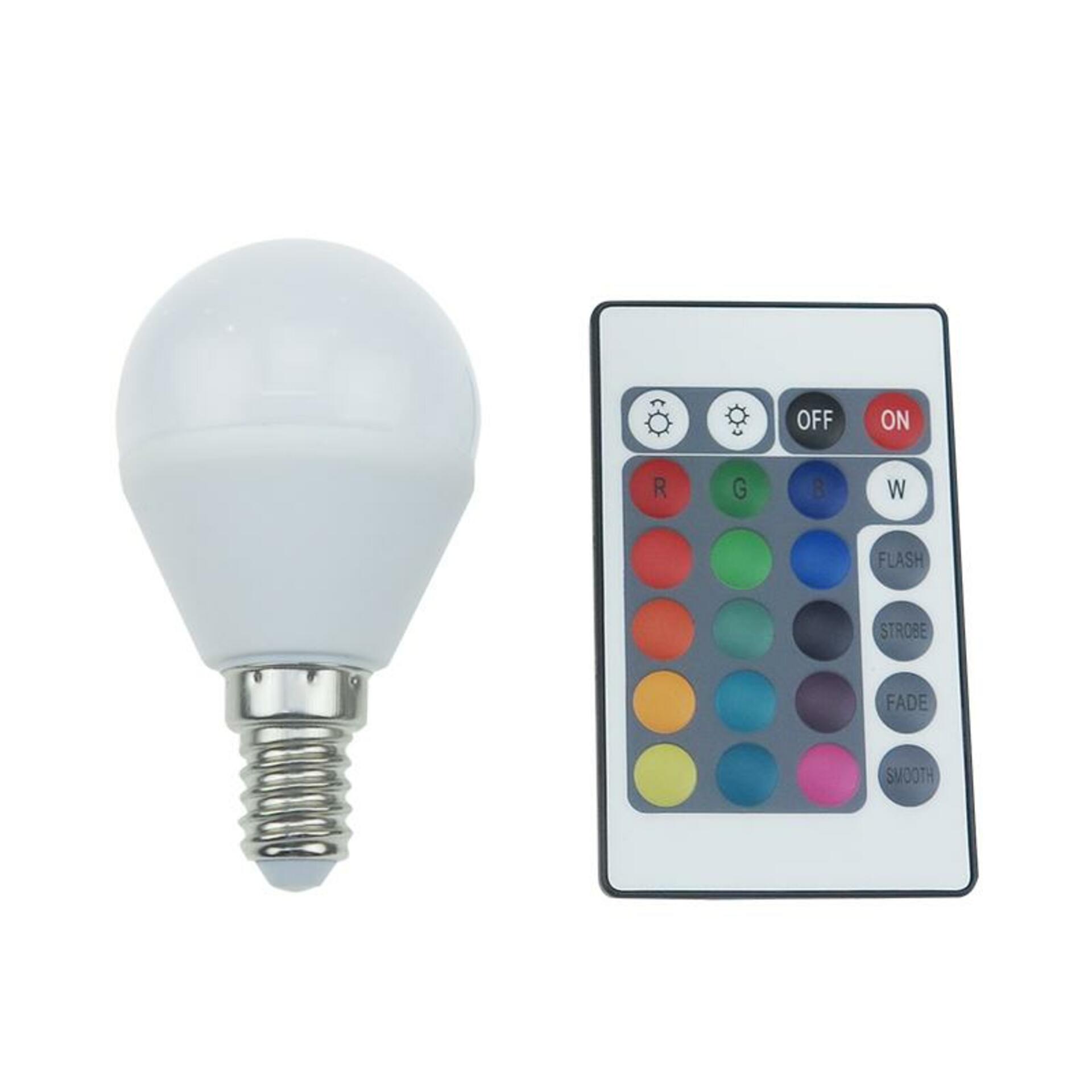 ACA Lighting LED SMD BALL E14 230V 4W IR RGB+3000K 120st. 300Lm Ra80 G45414RGBWN