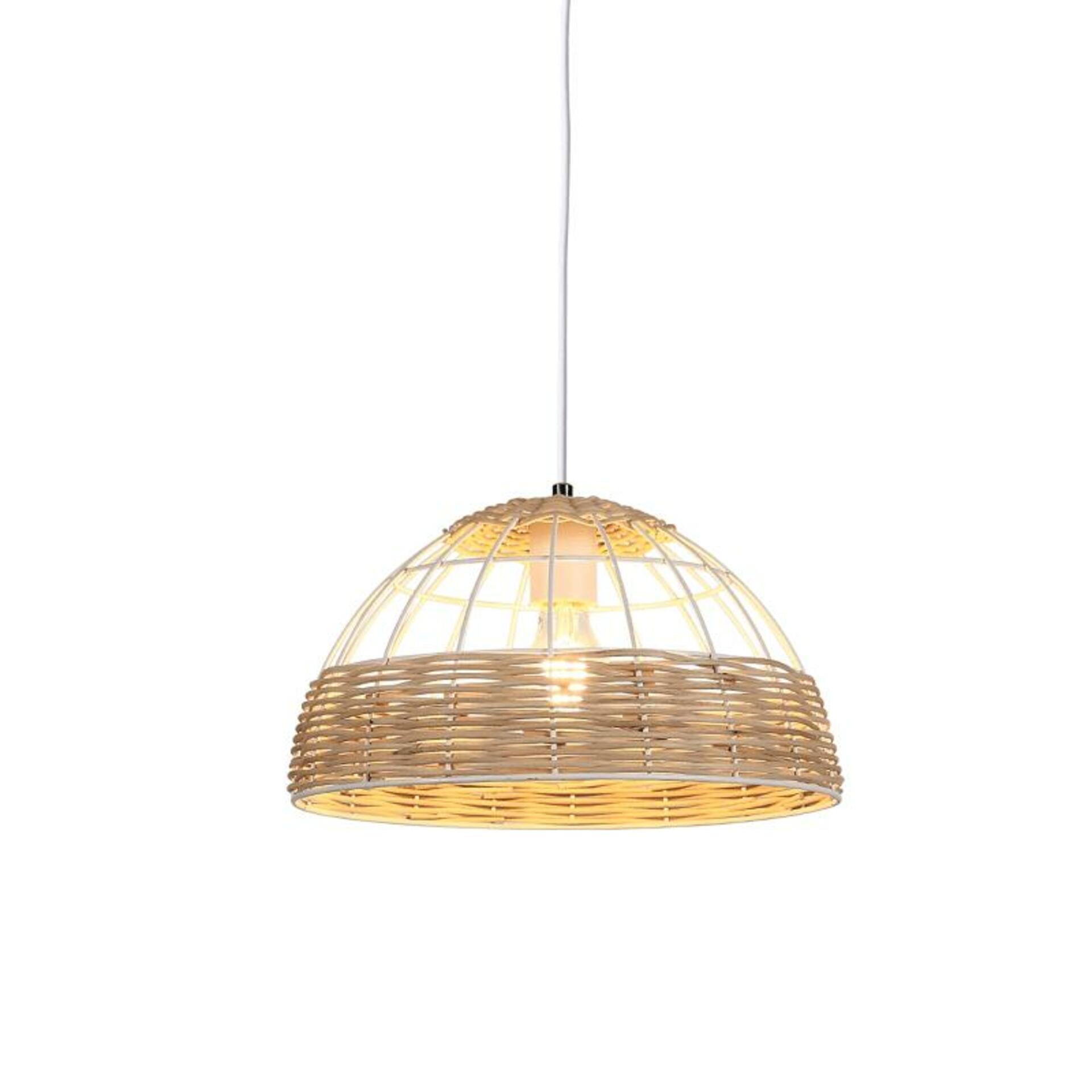 ACA Lighting závěsné svítidlo 1XE27 ratan + bílý kov D35XH120CM ZORBAS GN20P135WH