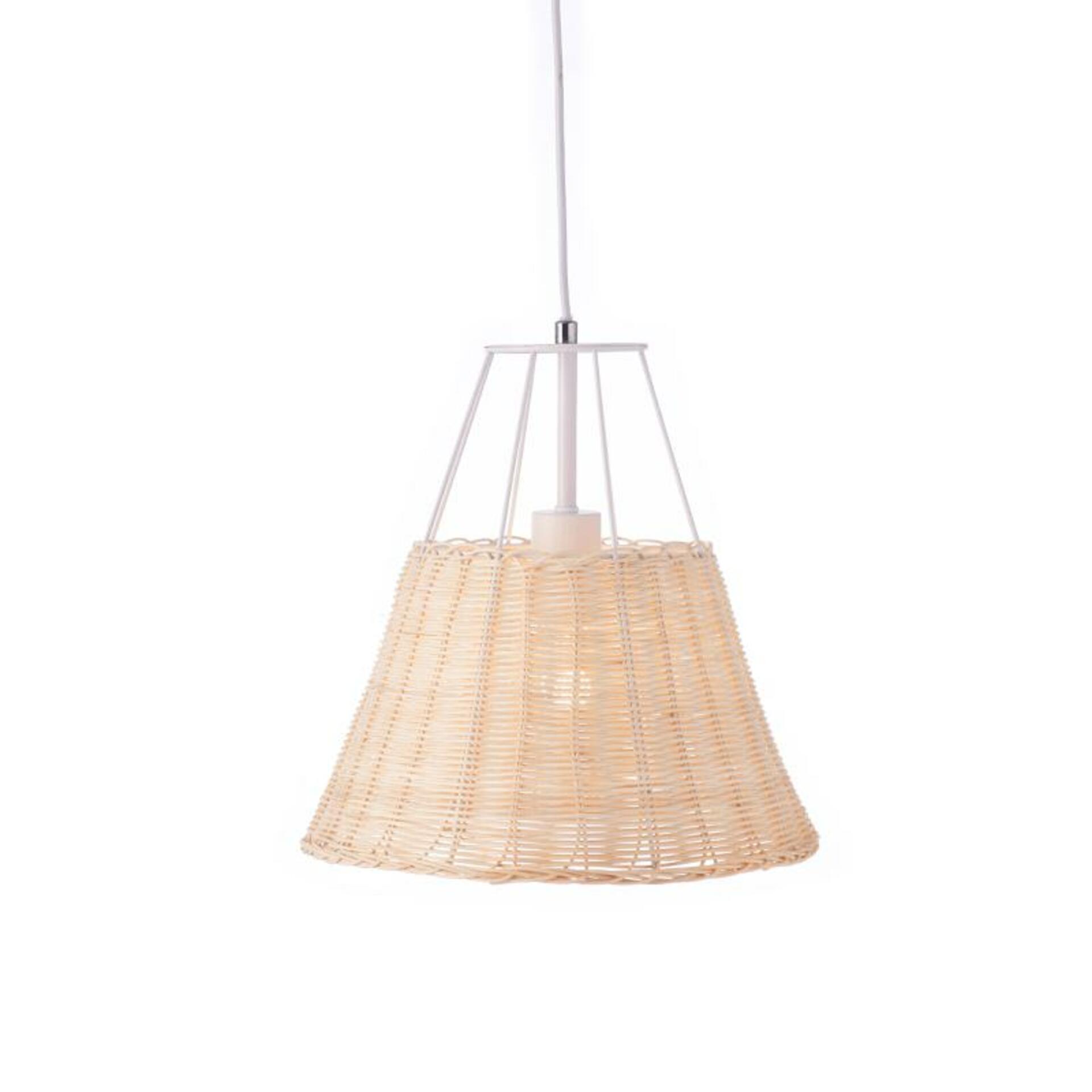 Levně ACA Lighting závěsné svítidlo 1XE27 ratan + bílý kov D30XH120CM ZORBAS GN60P130WH