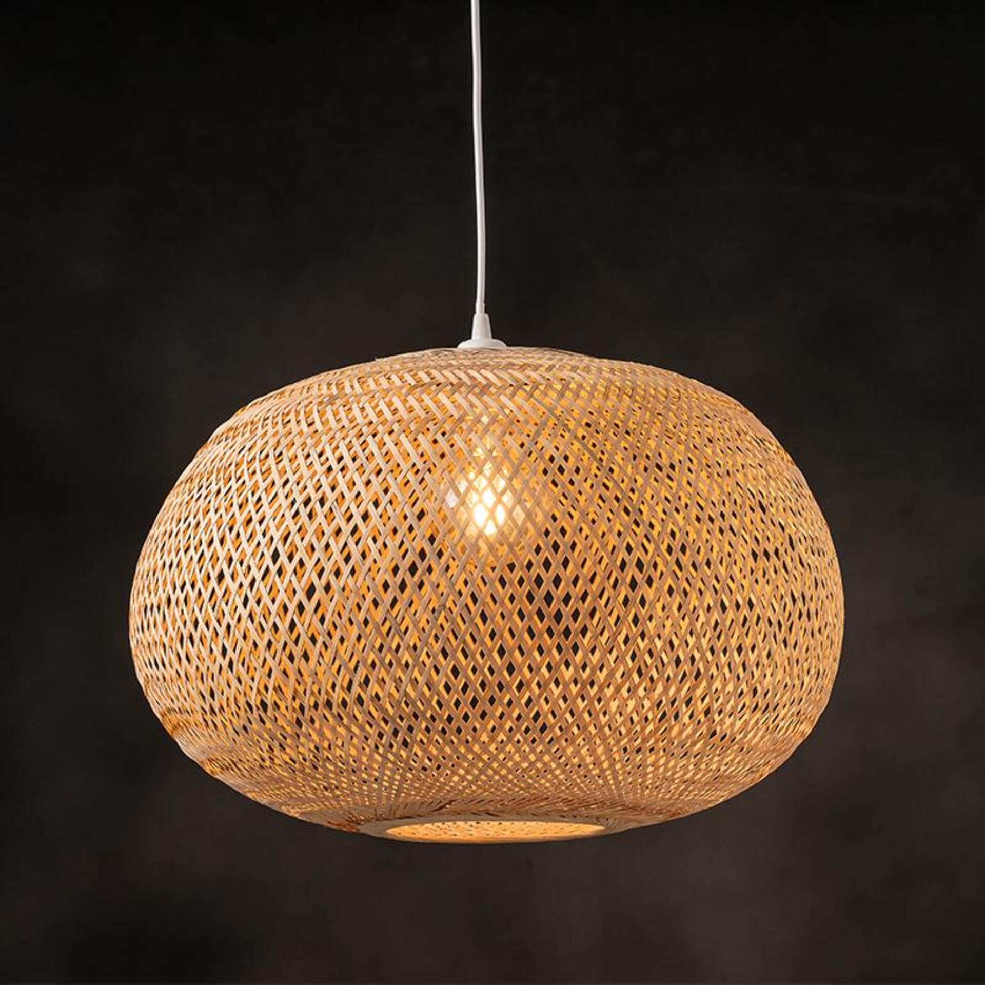 ACA Lighting závěsné svítidlo SYMI 1xE27 bambus HX477P
