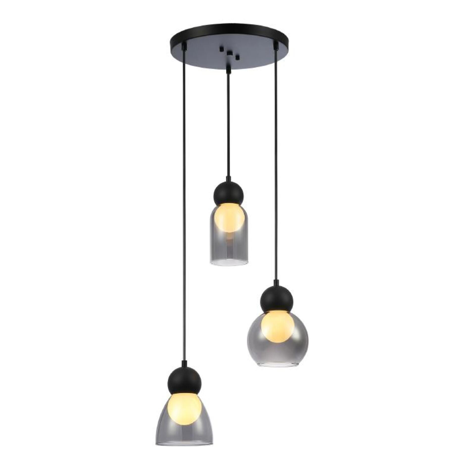 Levně ACA Lighting závěsné svítidlo JULIETTE černá a sklo IP20 3xE27 LT38233PBK