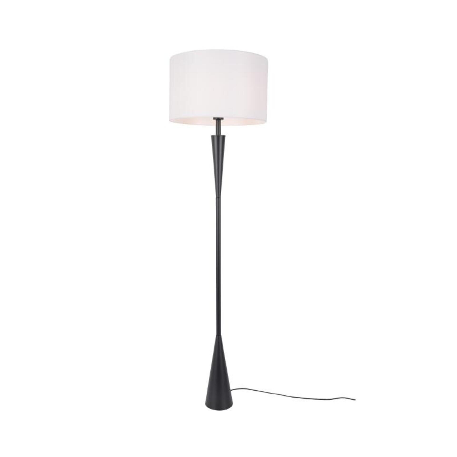 Levně ACA Lighting stojací lampa PLANN černý kov bílé stínítko 1xE27 MF240451