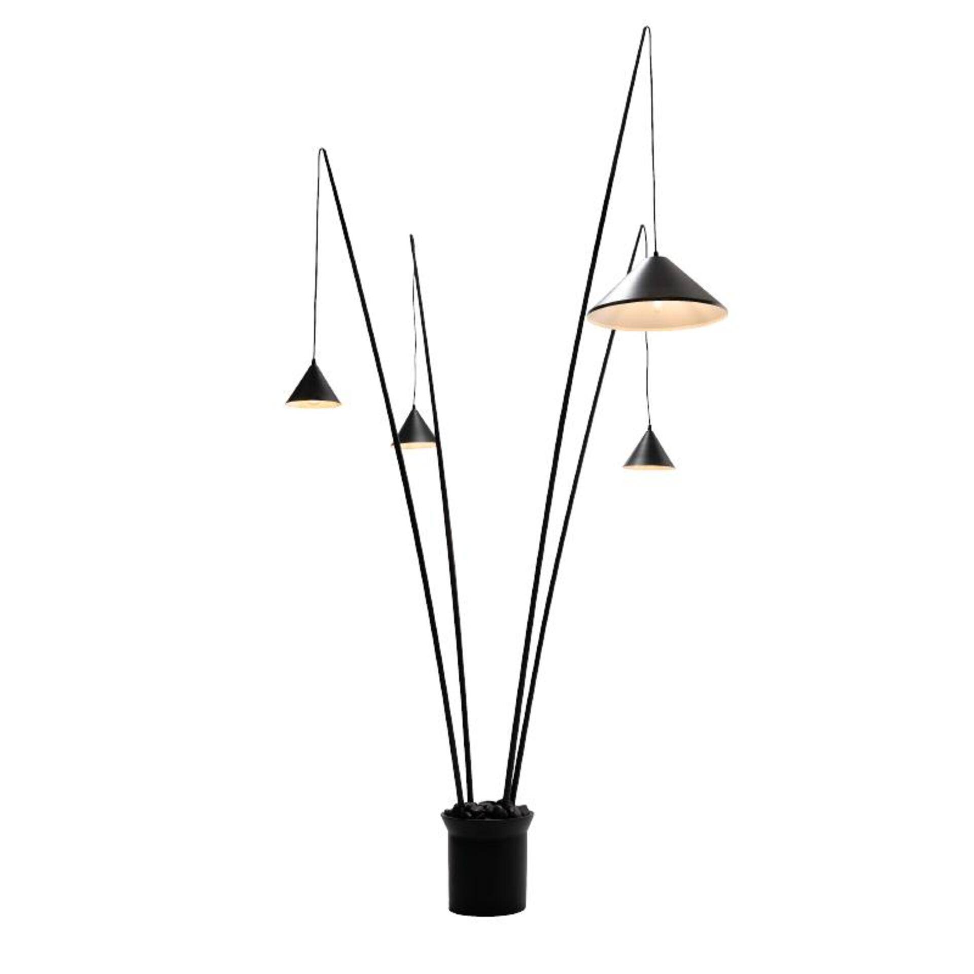 Levně ACA Lighting stojací lampa DELIA 4-ramenná černý kov 250cm 4xE27 MF7792