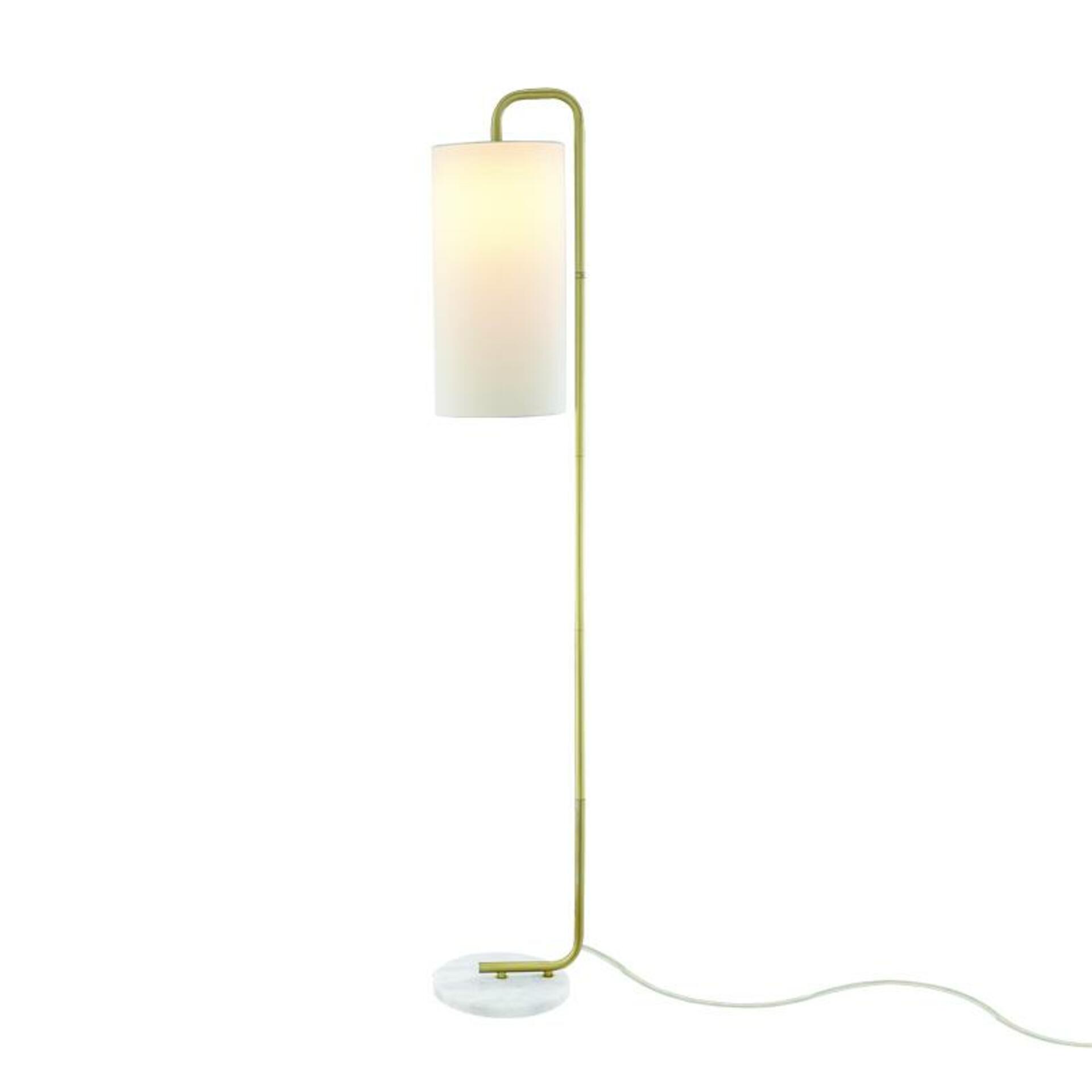 Levně ACA Lighting stojací lampa 1XE27 OSAKA zlatá + bílá mramor, kov IP20 26,5X23XH160CM ML121811F