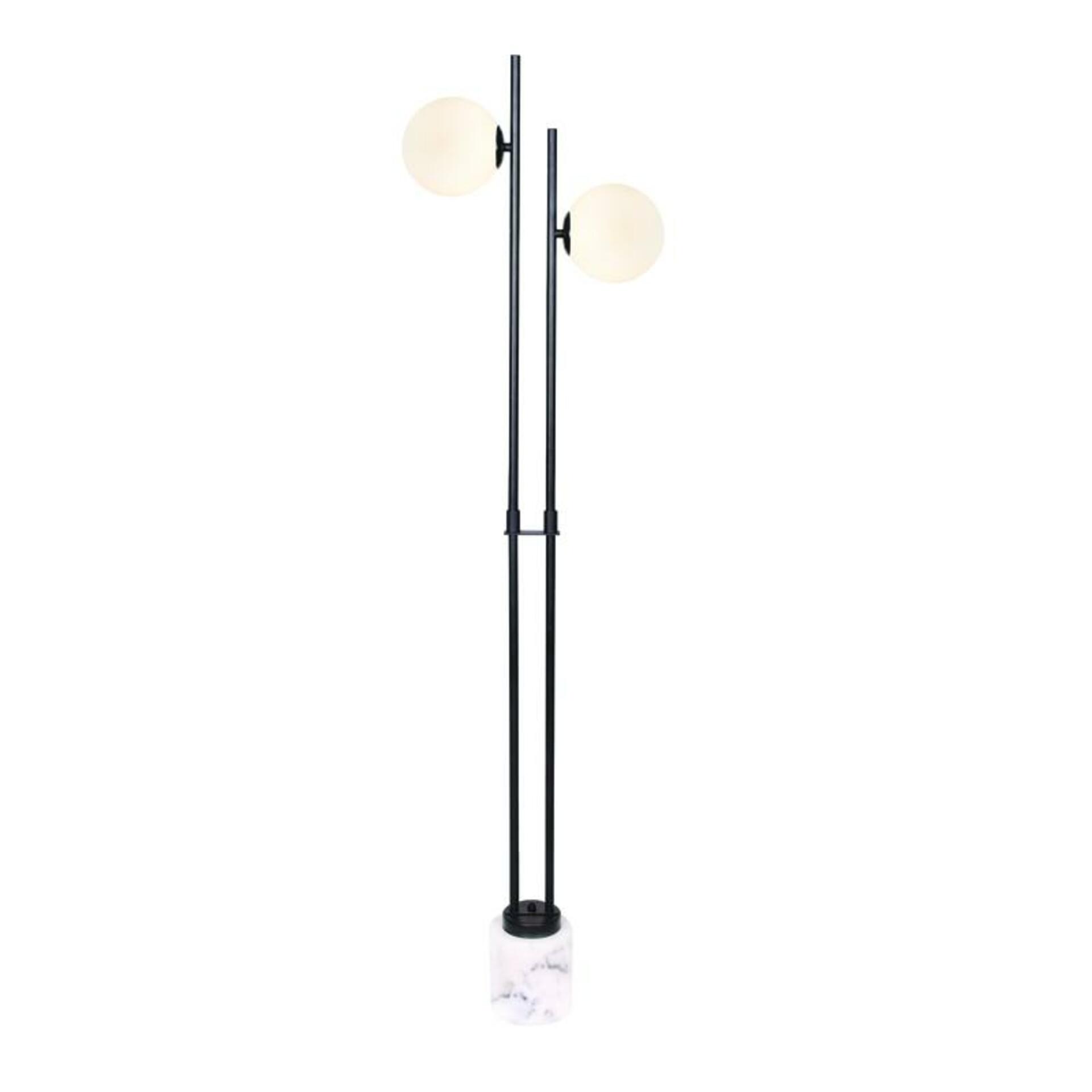 ACA Lighting stojací lampa 2XE14 QUADRO černá + bílá mramor, kov IP20 40X15XH157CM ML127022FBK