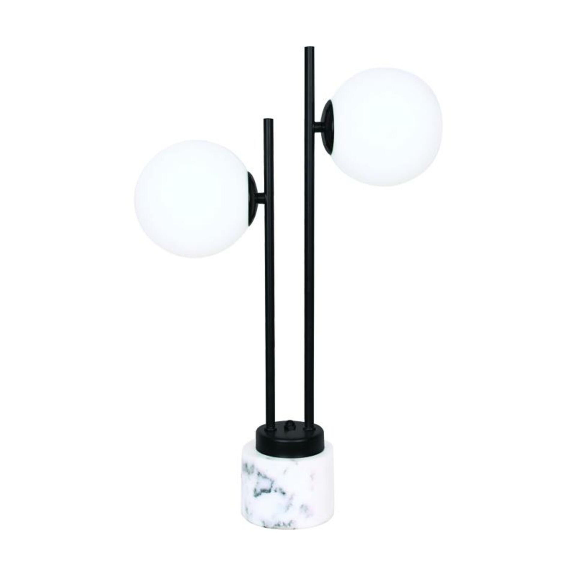 Levně ACA Lighting stolní lampa 2XE14 QUADRO černá + bílá mramor IP20 36X14XH61CM ML127022TBK