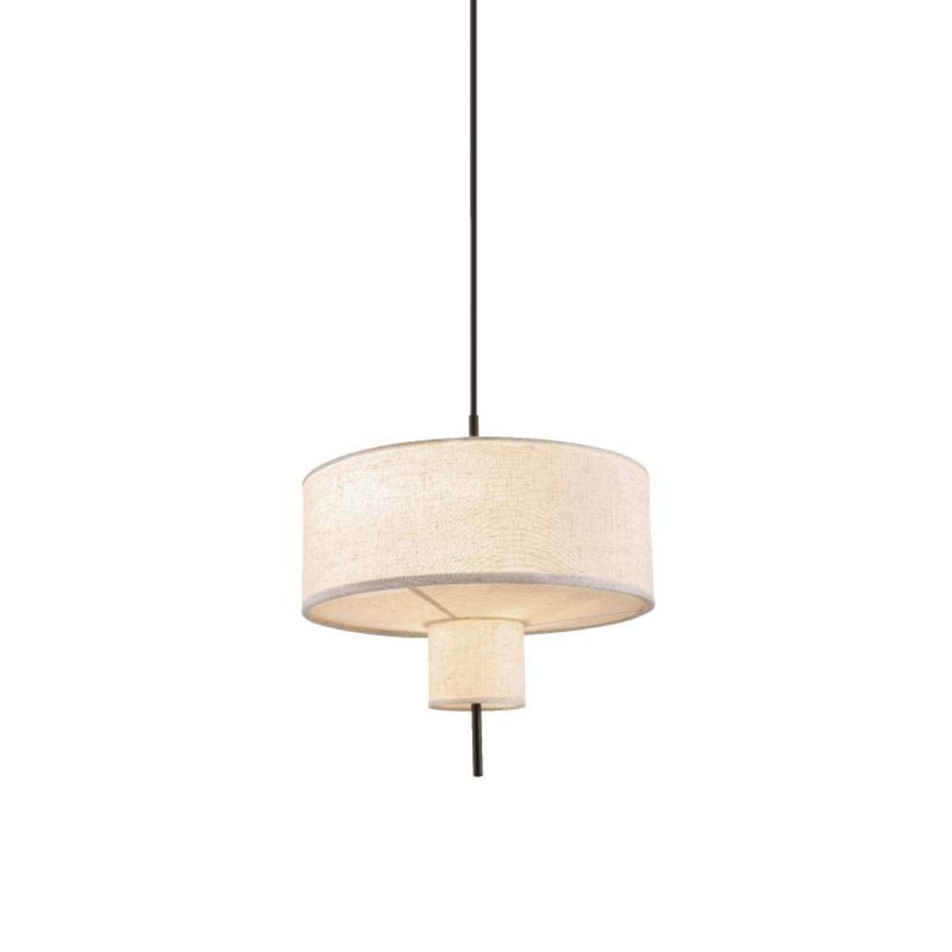 Levně ACA Lighting závěsné svítidlo ANAFI černý kov béžové textilní stínítko 2xE27 MP240323