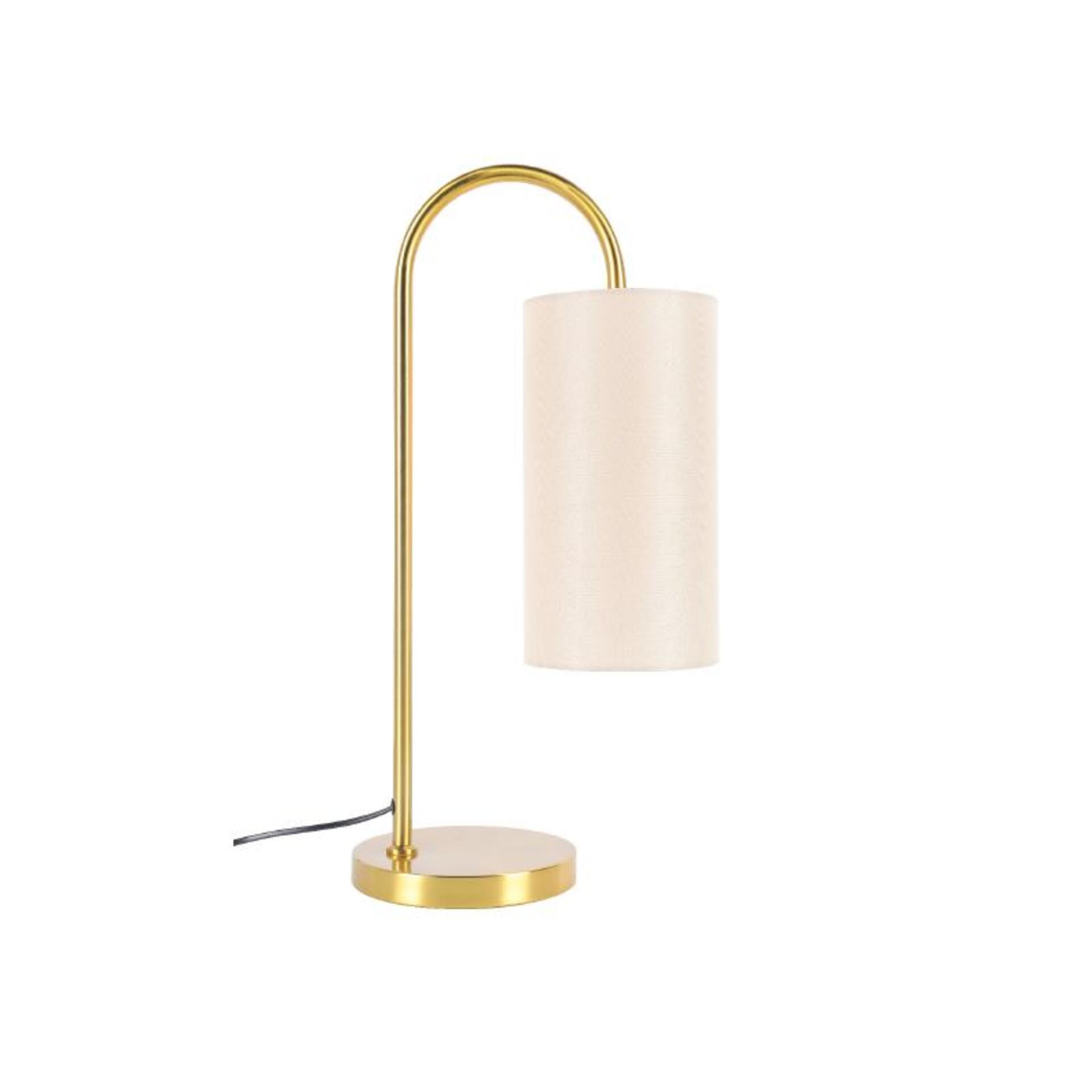 Levně ACA Lighting stolní lampa ZORAN mosazný kov béžové textilní stínítko 1xE27 MT240718