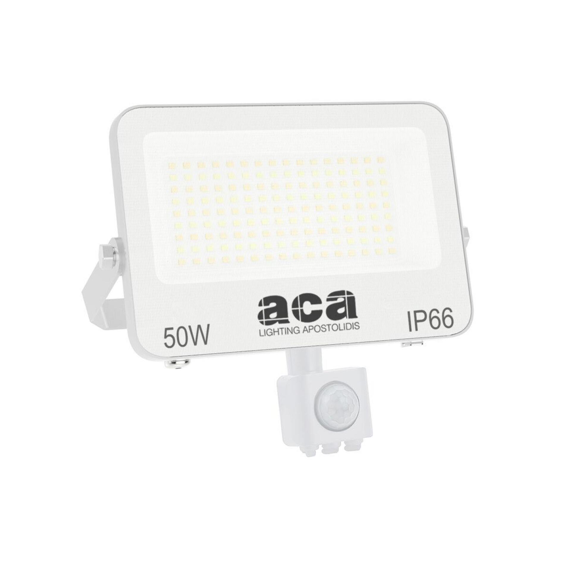 Levně ACA Lighting LED SMD bílý reflektor s pohybovým čidlem 50W 3CCT 5000lm 185-260V Ra80 IP66 N50CCTWS