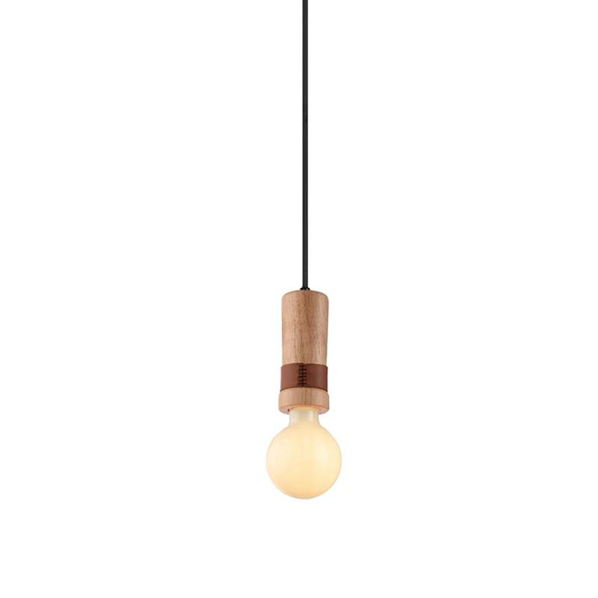 ACA Lighting závěsné svítidlo 1XE27 dřevo + kůže D6XH120CM MEMPHIS OD7821P6