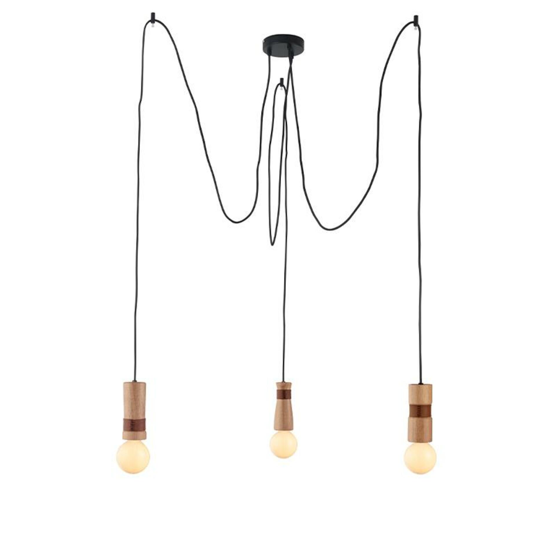 ACA Lighting závěsné svítidlo 3XE27 dřevo + kůže D6(3)XH220CM MEMPHIS OD783P80