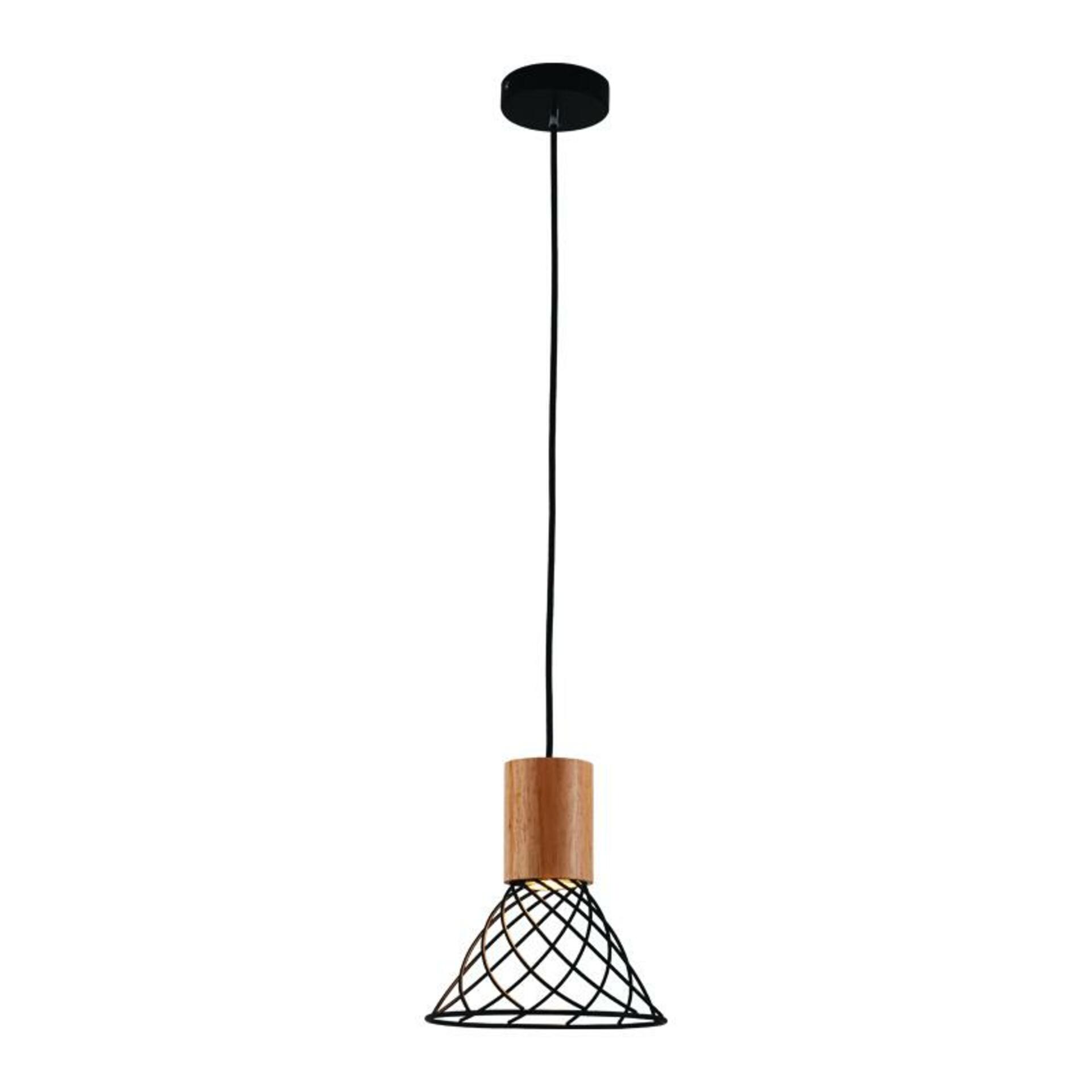 ACA Lighting závěsné svítidlo 1xGU10 TORNADE kov černá + dřevo D20X120CM OD95311PB