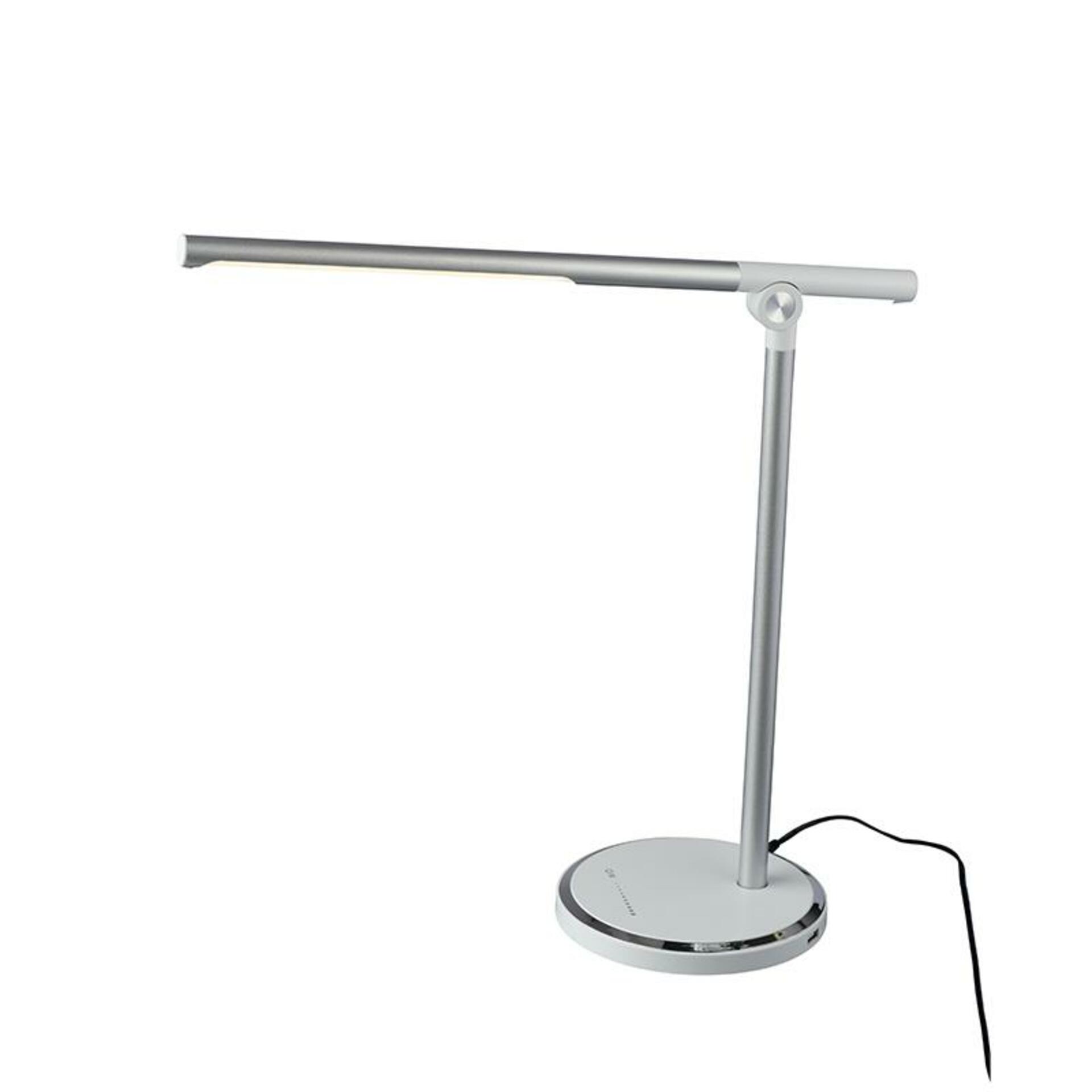 ACA Lighting stolní lampa LED 7W stříbrná + bílá CCT 300LM stmívatelná + dotykový spínač + USB nabíjení DEGAS SF1816LEDS