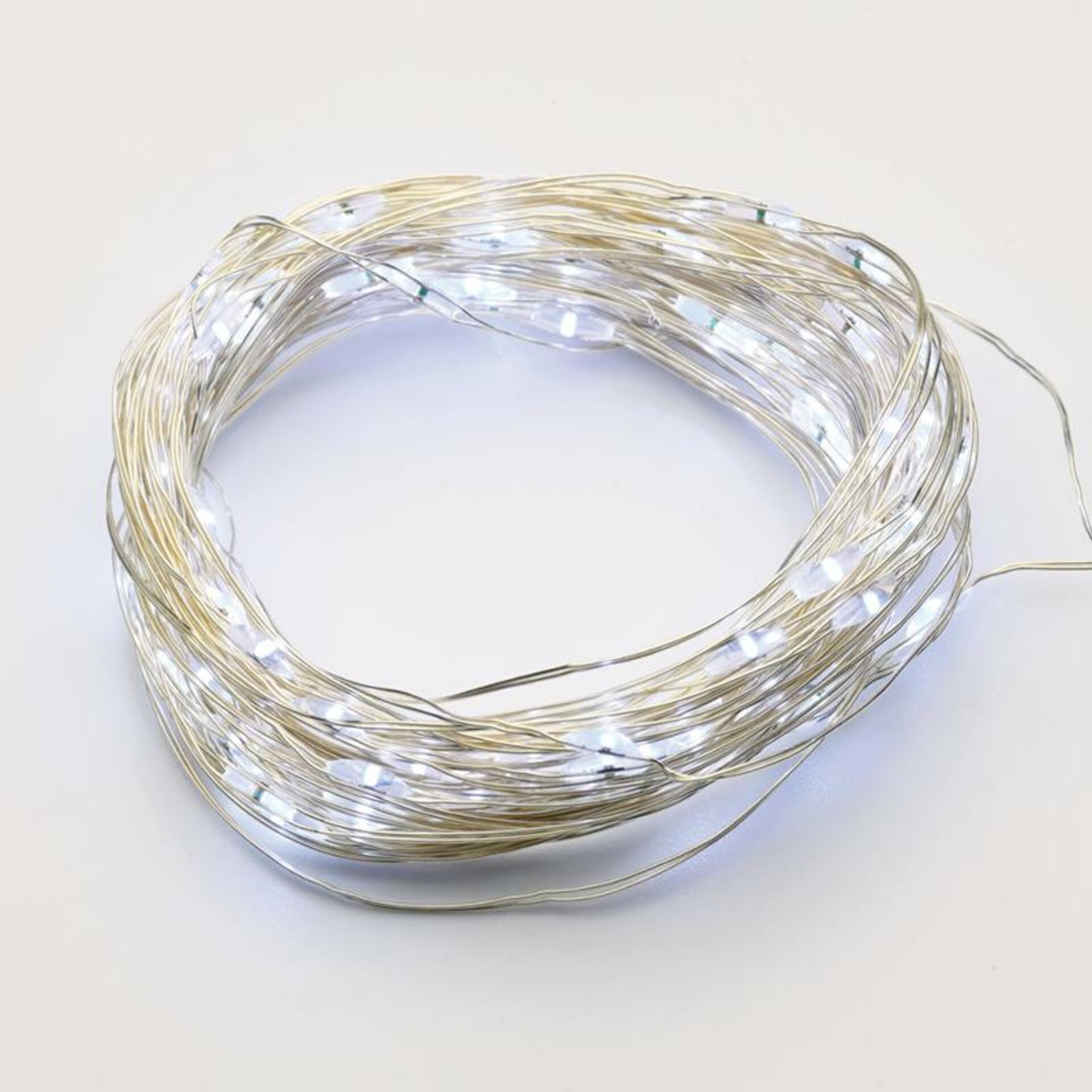 Levně ACA Lighting 100 LED dekorační řetěz CW stříbrný měďený kabel 220-240V + 8 funkcí IP44 10m+3m 1.8W X01100212