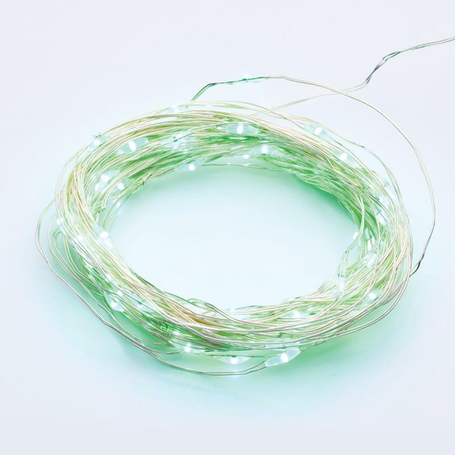 Levně ACA Lighting 100 LED dekorační řetěz zelená stříbrný měďený kabel 220-240V + 8 funkcí IP44 10m+3m 1.8W X01100512