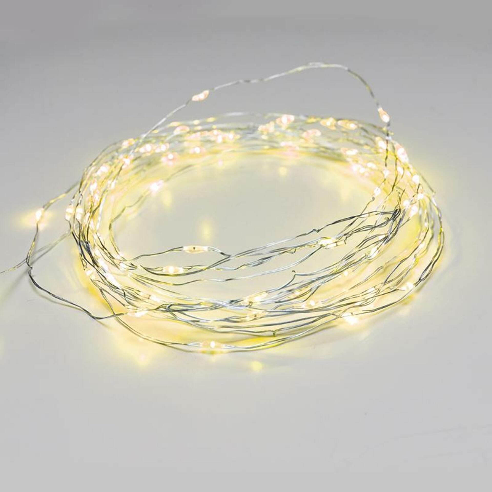 Levně ACA Lighting 100 LED dekorační řetěz žlutá stříbrný měďený kabel 220-240V + 8 funkcí IP44 10m+3m 1.8W X01100712