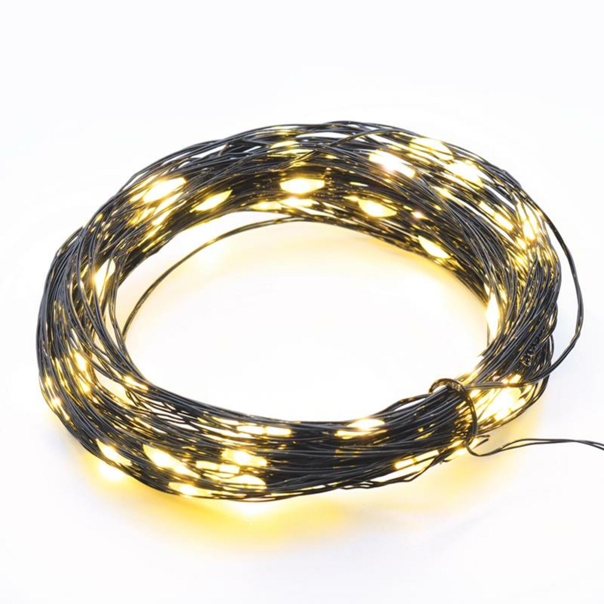 Levně ACA Lighting 20 LED měďený kabel dekorační řetěz s časovačem 6 On/18 Off WW černý měďený kabel na baterie 2XAA IP44 2m+10cm X0120145