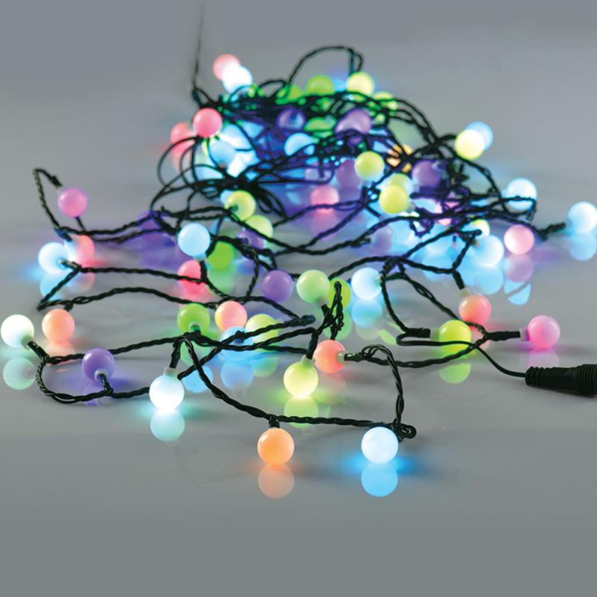 ACA Lighting bílé kuličky 80 multicolor LED dekorační řetěz, 220-240V, prodloužitelné (max 3), IP44, 8m+3m X068034101
