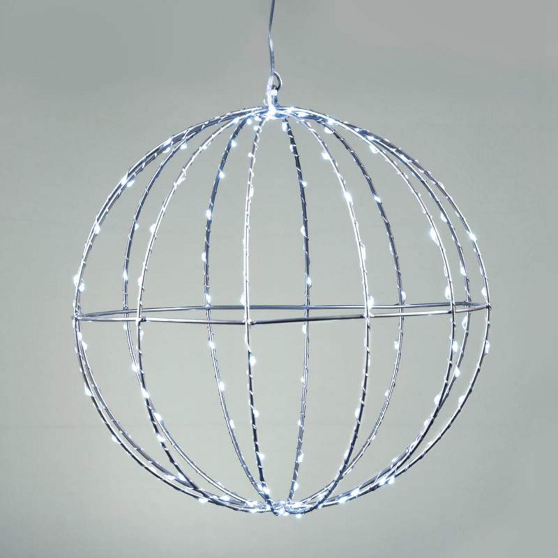 ACA Lighting D20CM stříbrná koule 96 LED, CW, 220-240V, IP44, 3m transparentní napájecí kabel X069624226