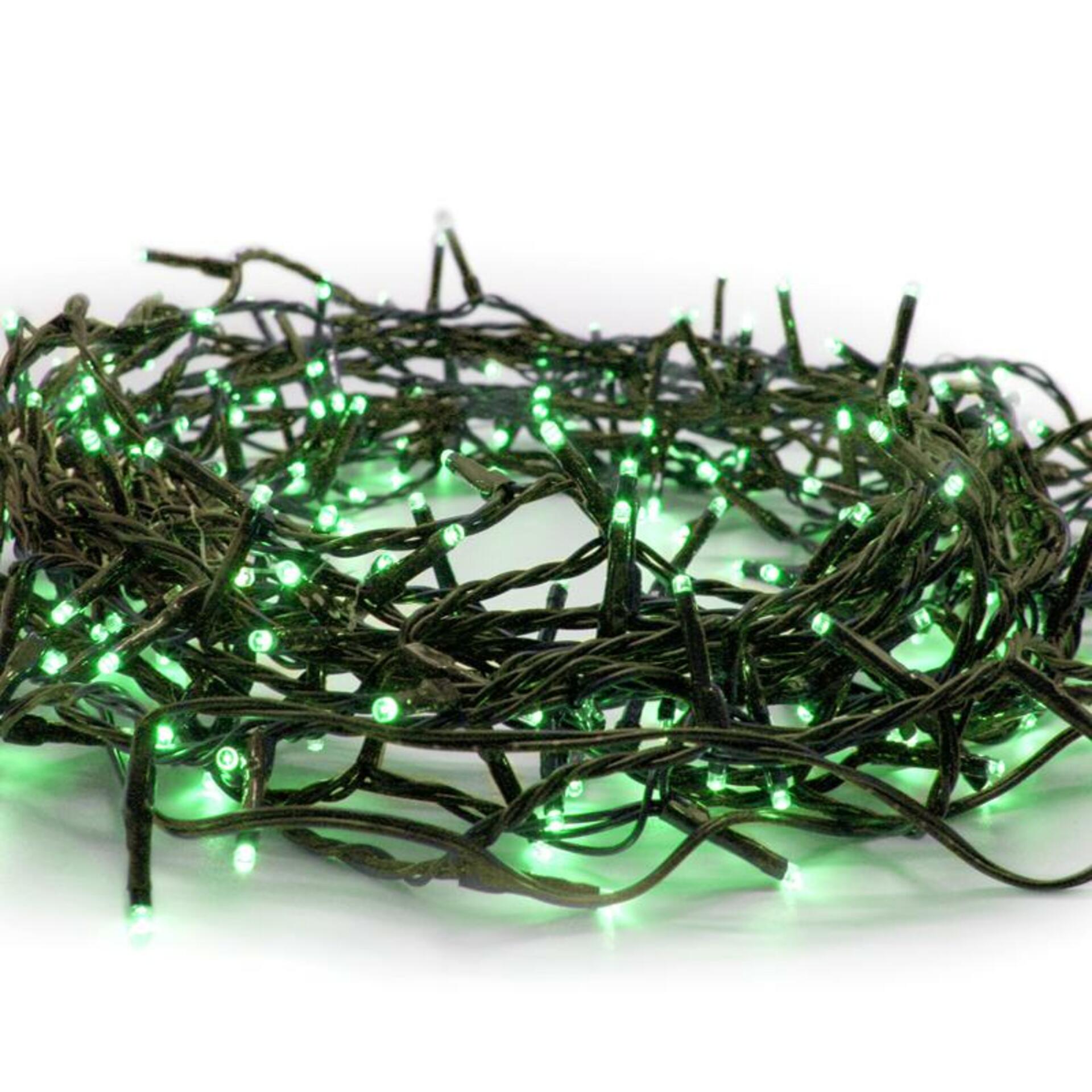 ACA Lighting 300 LED řetěz po 5cm zelená 220-240V + prodloužitelný max 2 sady IP44 15+3m zelený kabel X08300511