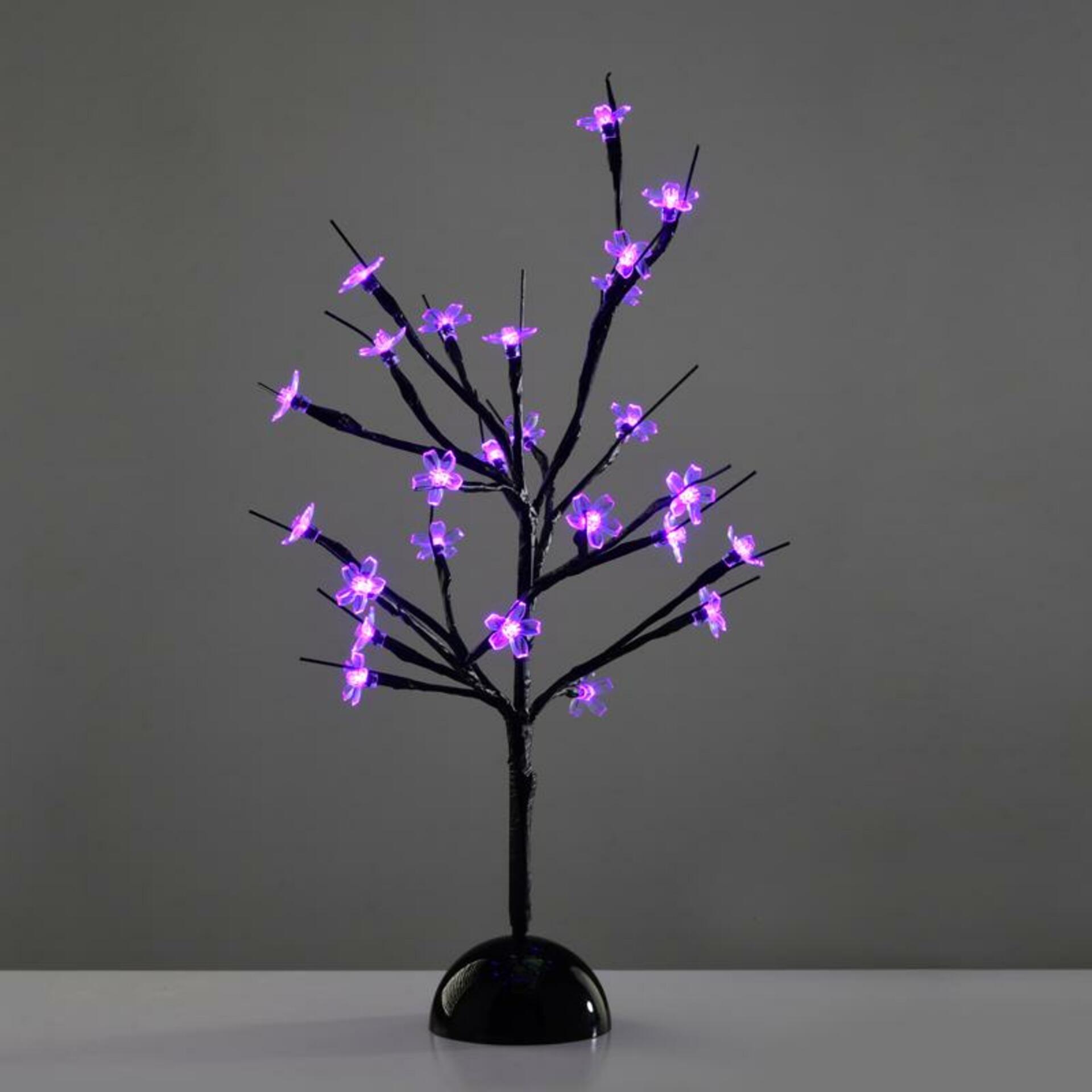 ACA Lighting strom na stůl, 25 LED na baterie 3xAA, fialová, IP20 10x10x45cm X1025811