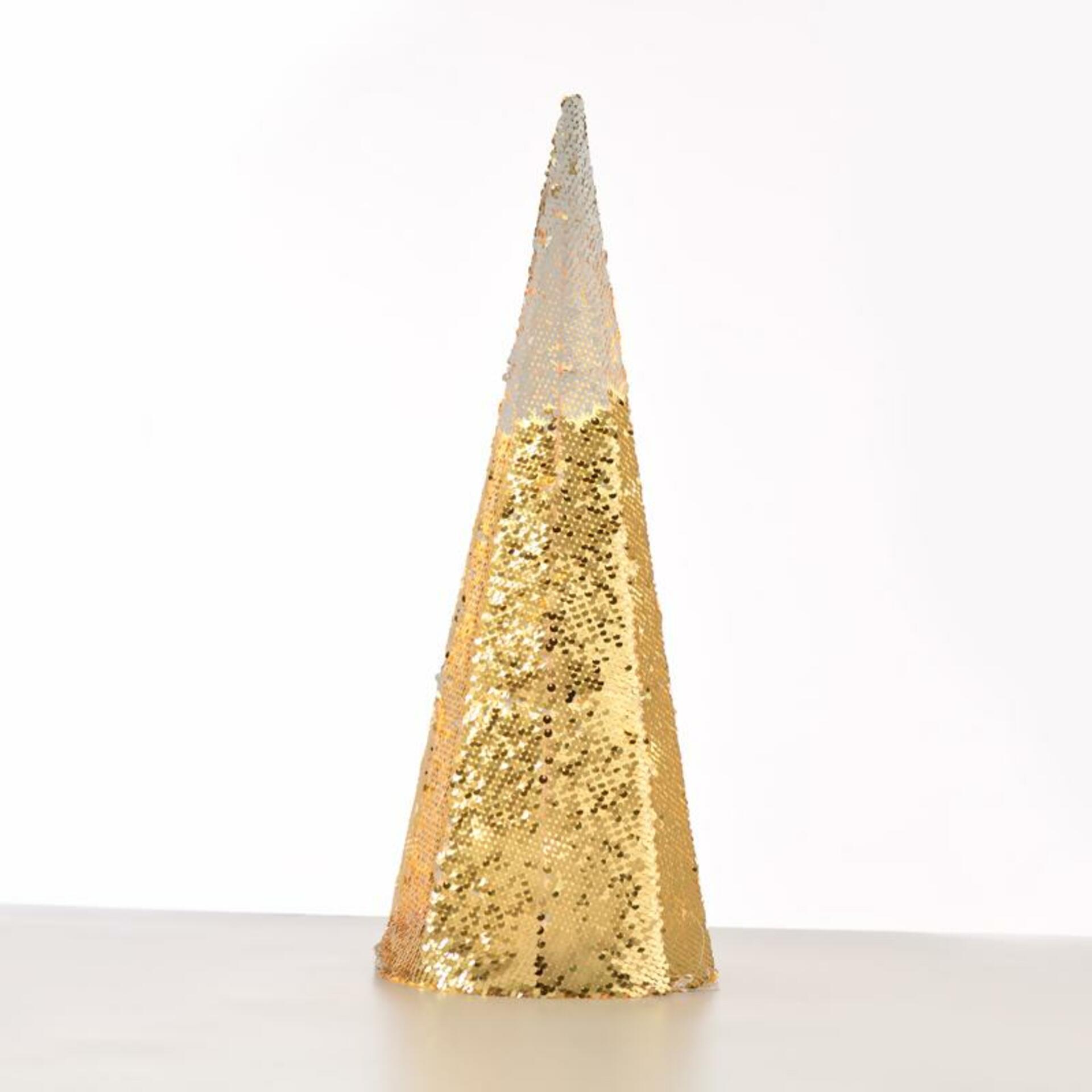 ACA Lighting  šampaň zlatá + bílá dekorační kuželový strom 35 WW LED na baterie 3xAA, IP20 pr.27.5x90cm X1135118