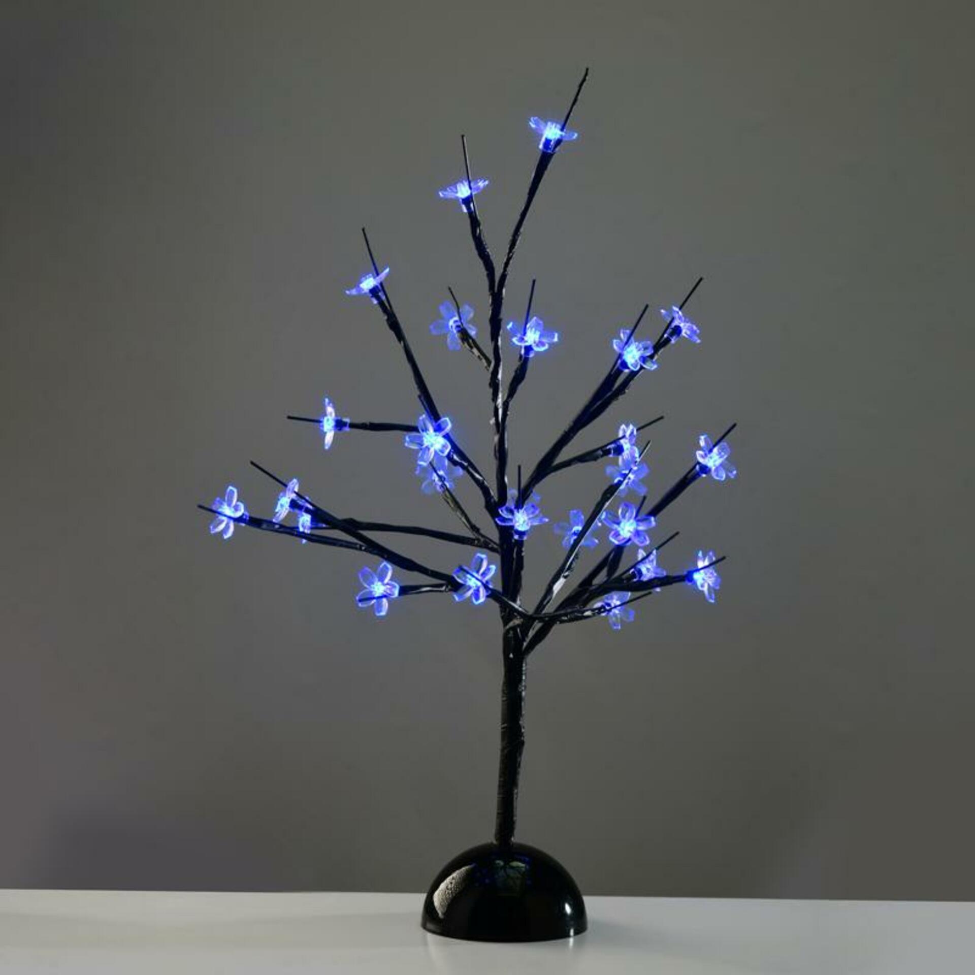 ACA Lighting strom na stůl, 25 LED na baterie 3xAA, modrá, IP20 10x10x45cm XCHERRYLEDBL45
