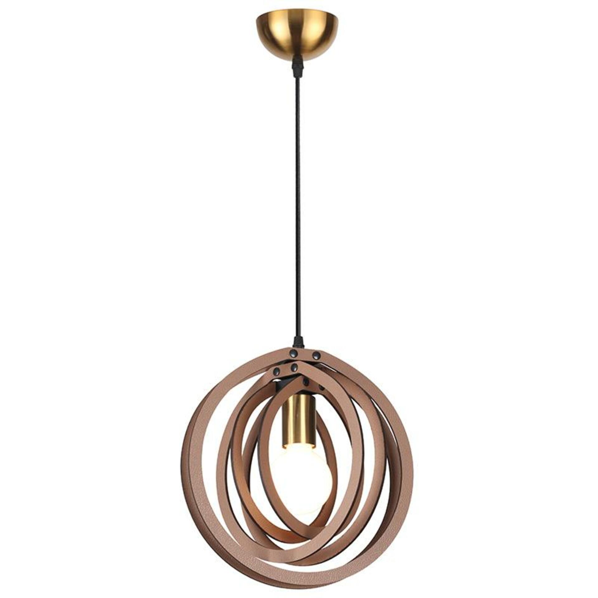 ACA Lighting závěsné svítidlo 1XE27 světle hnědá kůže MDF D29XH100CM TRITON ZM391P29WLL