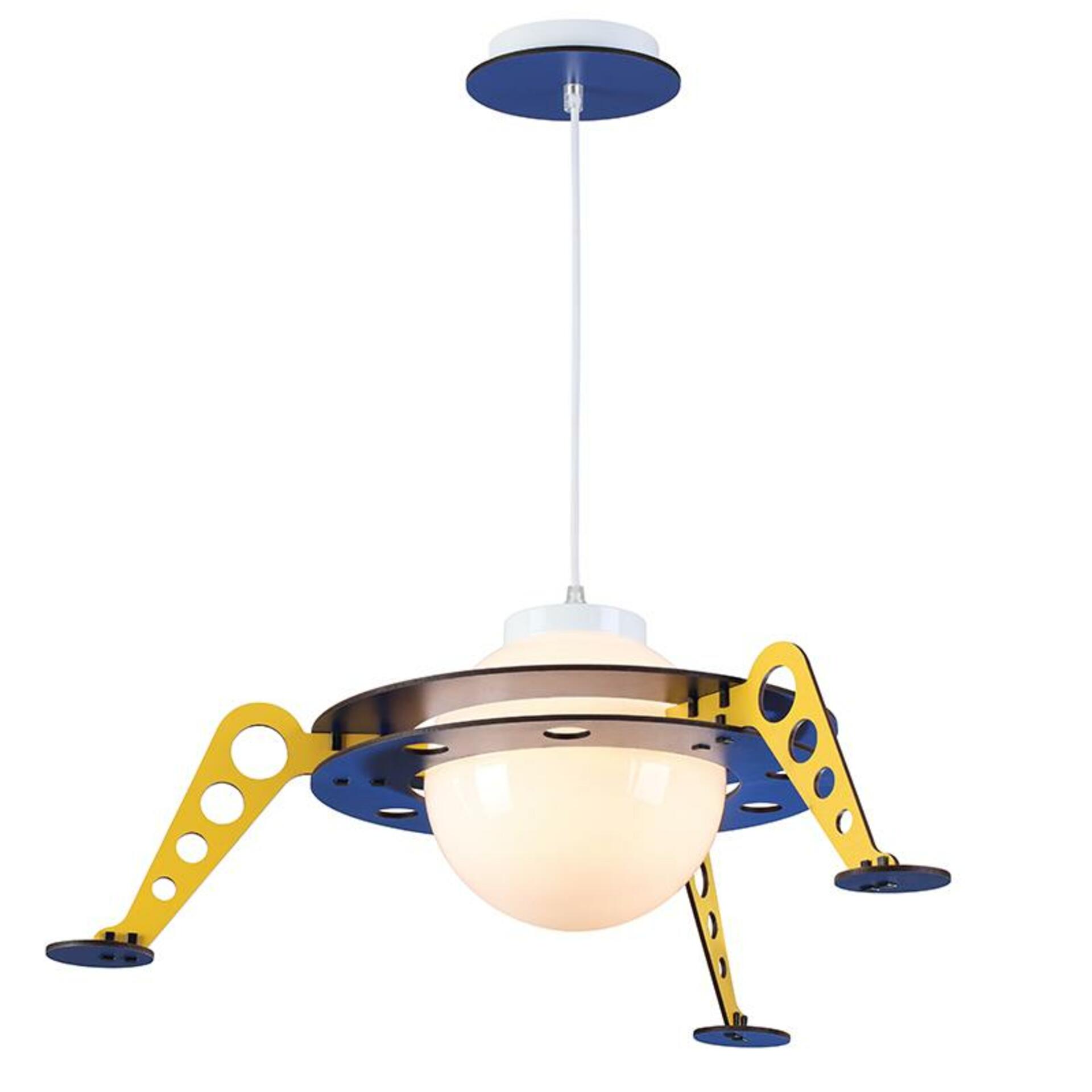 Levně ACA Lighting dětské závěsné svítidlo 1XE27 SPACESHIP MDF D61XH100CM NASA ZM681P61