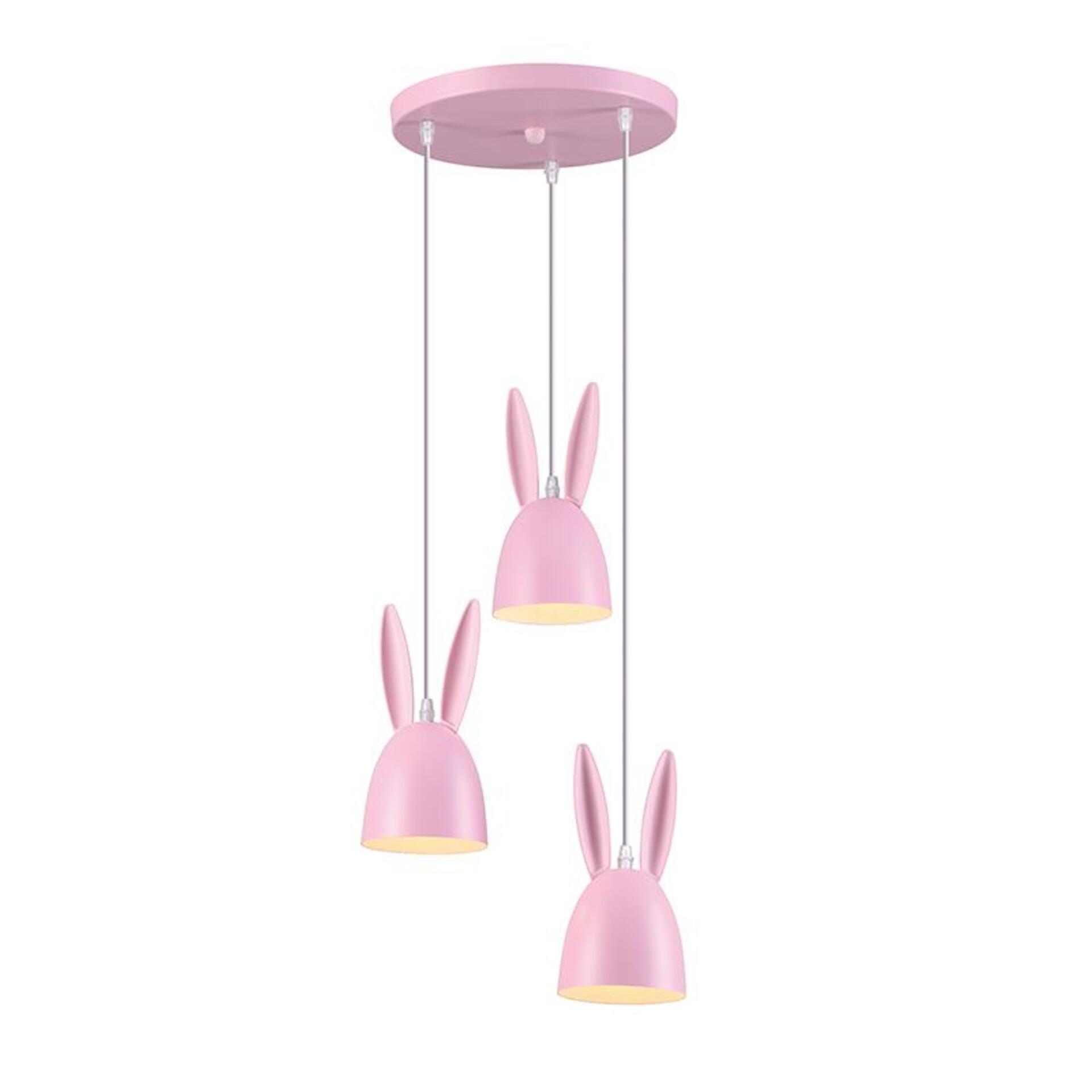 Levně ACA Lighting dětské závěsné svítidlo 3XE27 růžové META D35XH100CM BUNNY ZM73P35P