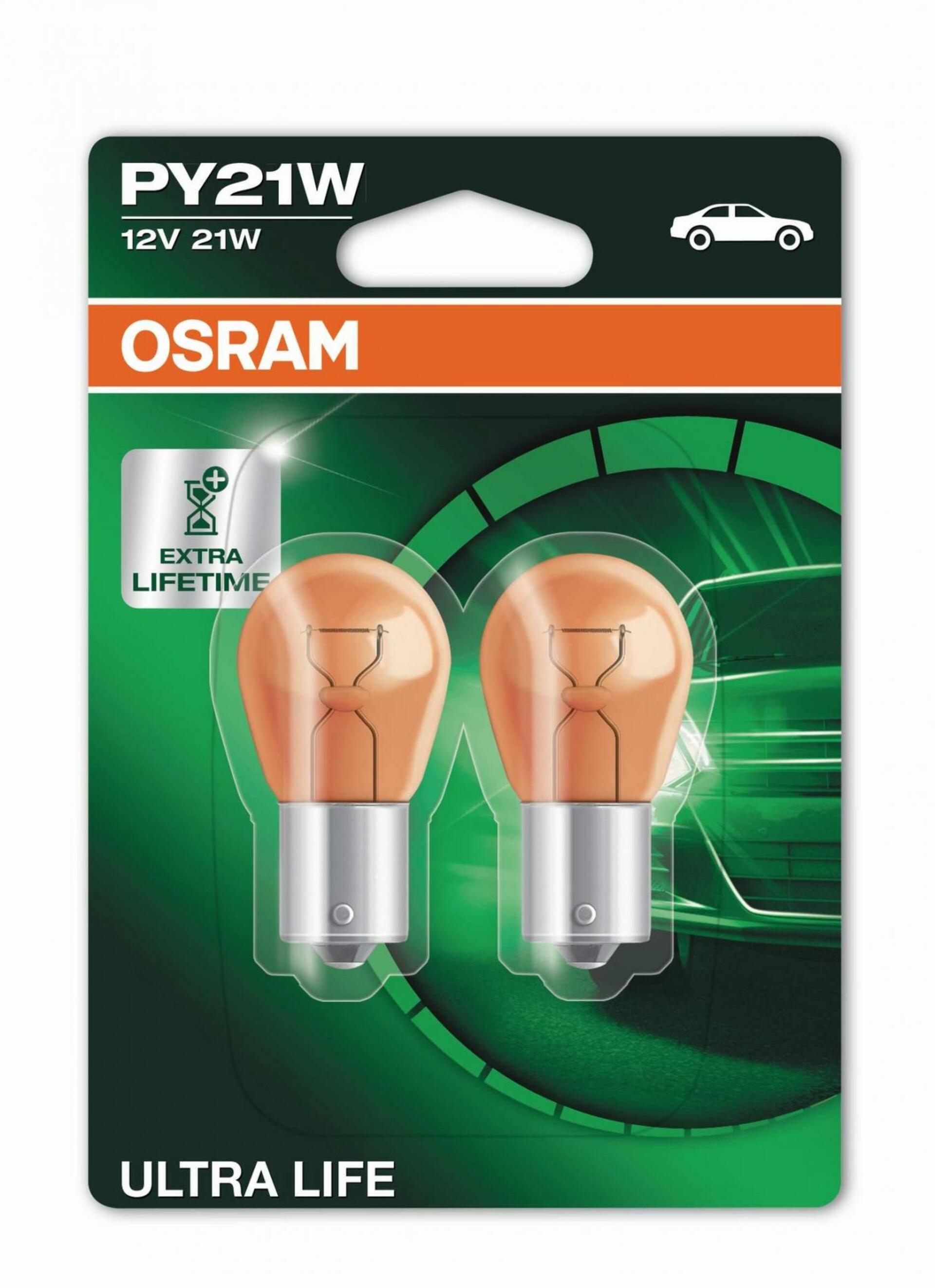 OSRAM PY21W 12V 21W BAU15s ULTRA LIFE 2ks blistr 7507ULT-02B