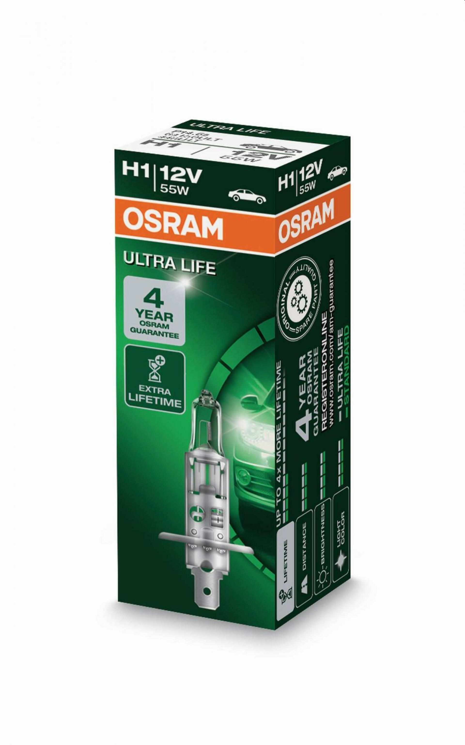 OSRAM H1 64150ULT ULTRA LIFE, 55W, 12V, P14.5s krabička