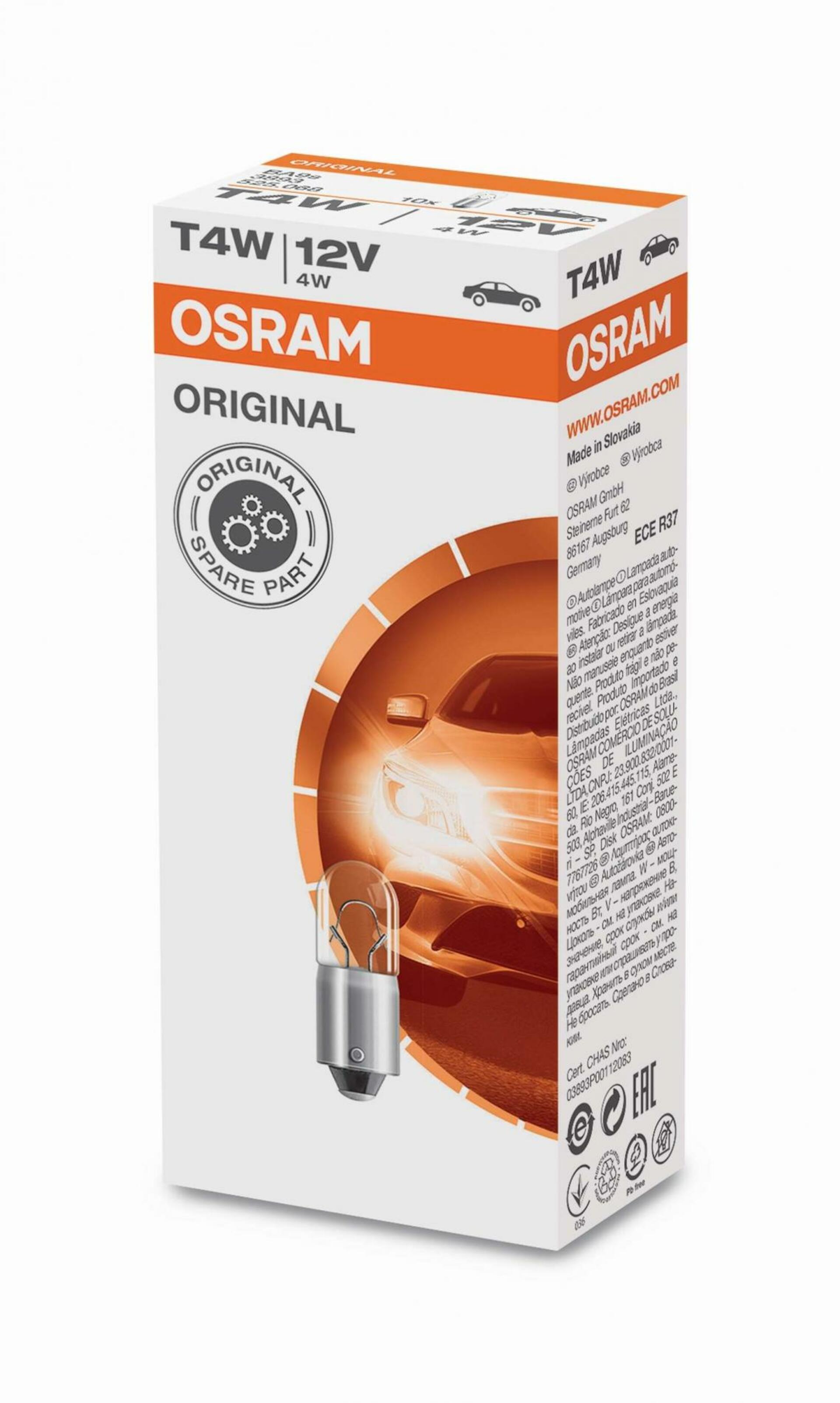 OSRAM T4W 3893, 4W, 12V, BA9s