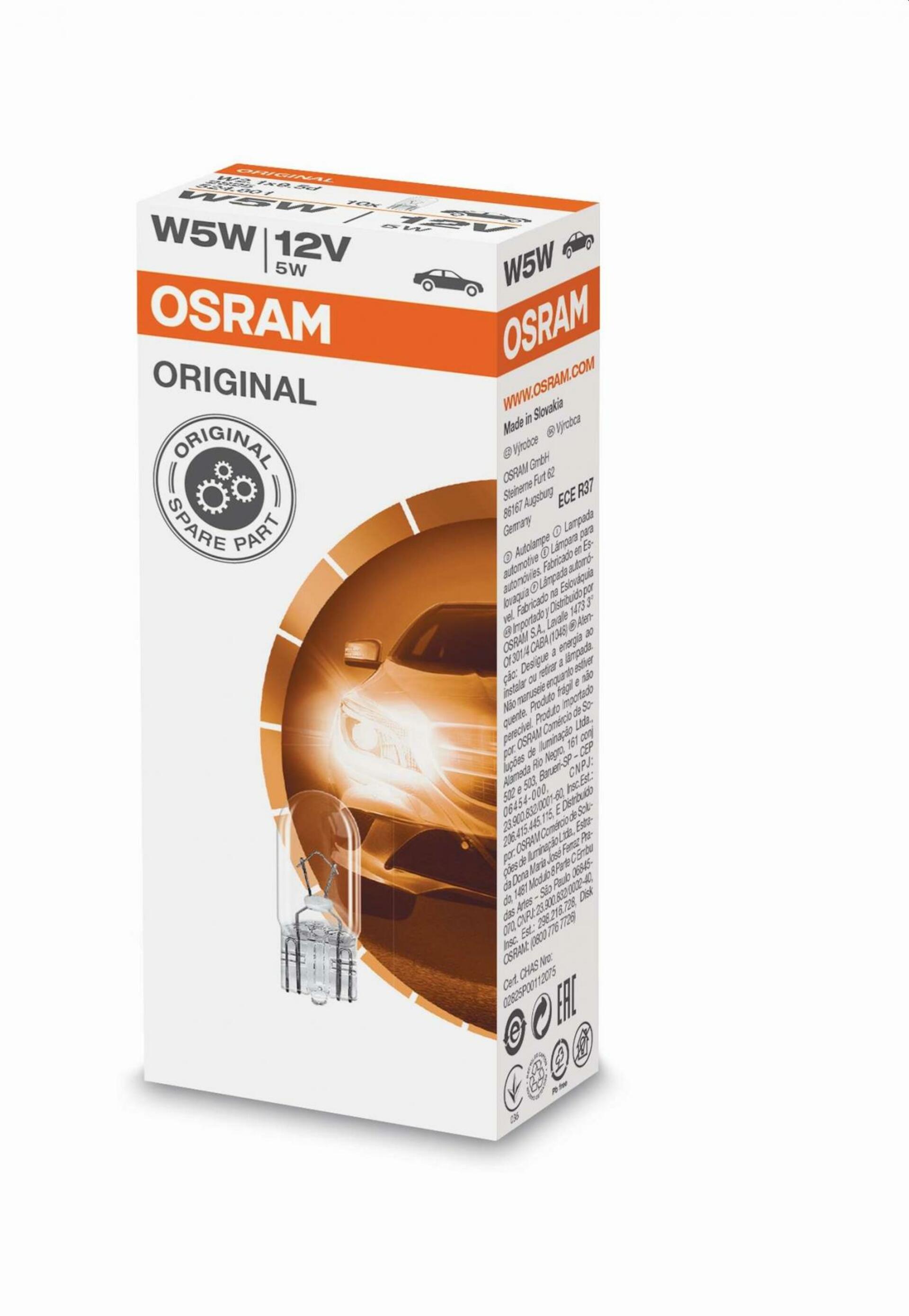 OSRAM W5W 2825, 5W, 12V, W2.1x9.5d