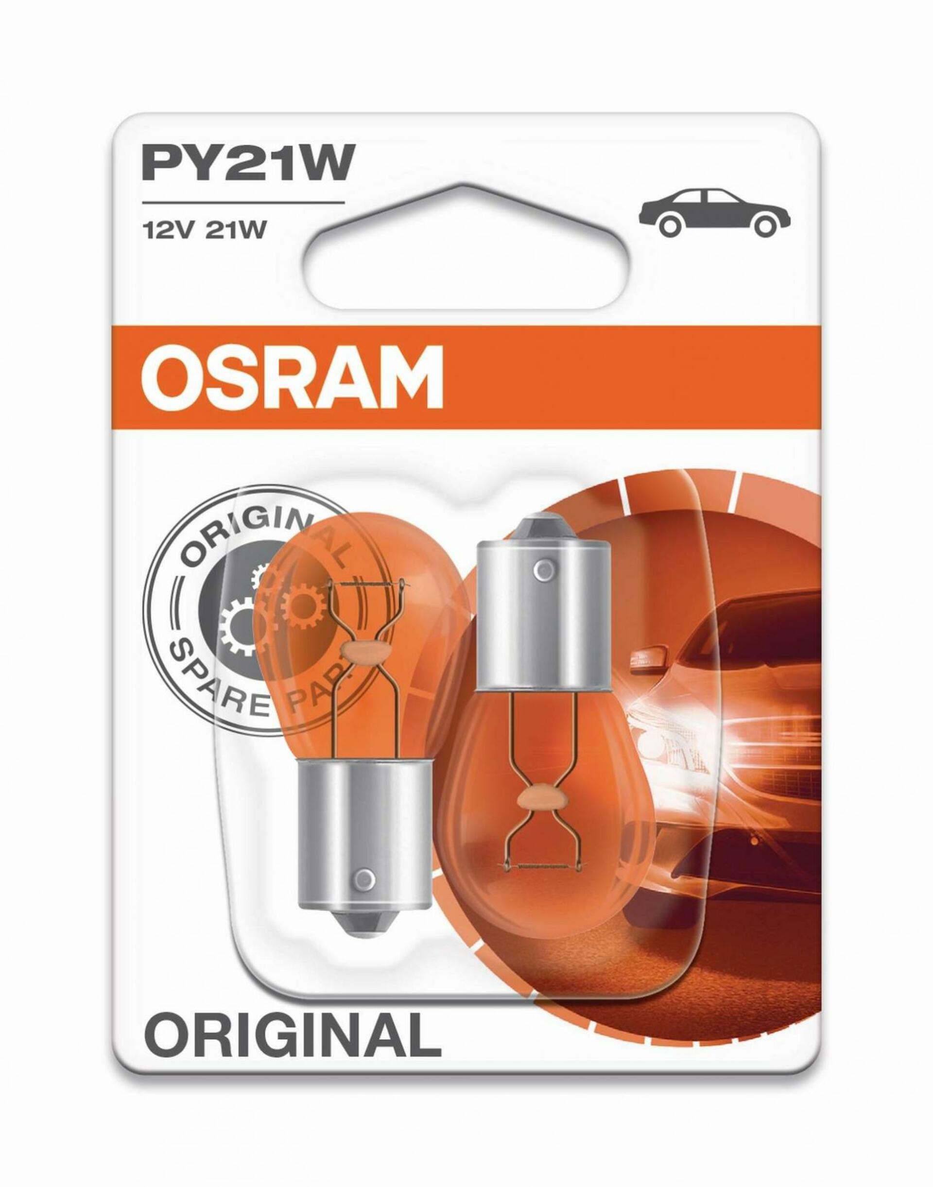 OSRAM PY21W 7507-02B, 21W, 12V, BAU15s blistr duo box