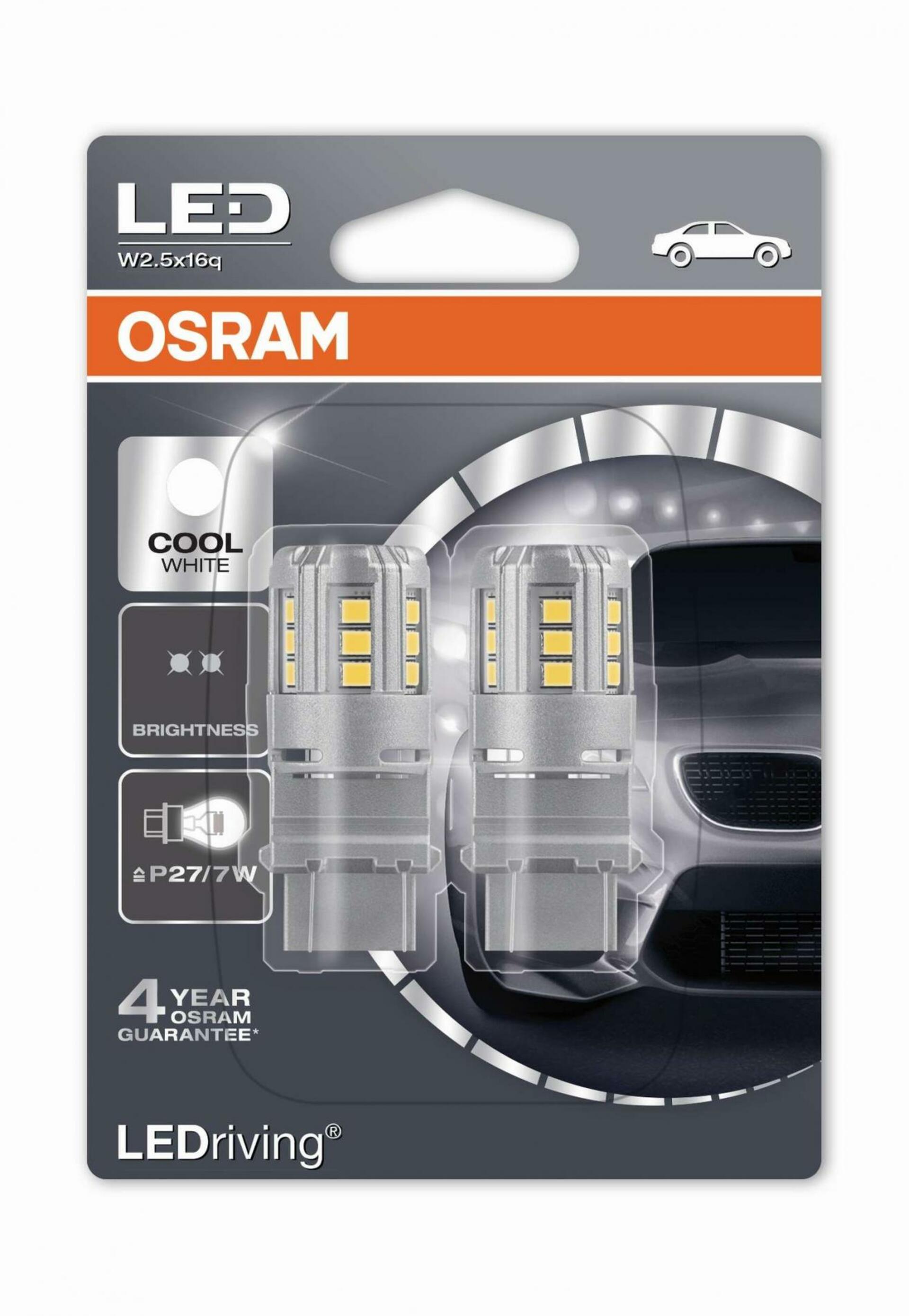 OSRAM P27/7W 12V 3W W2.5x16q LEDriving Red 2ks OS 3547R-02B