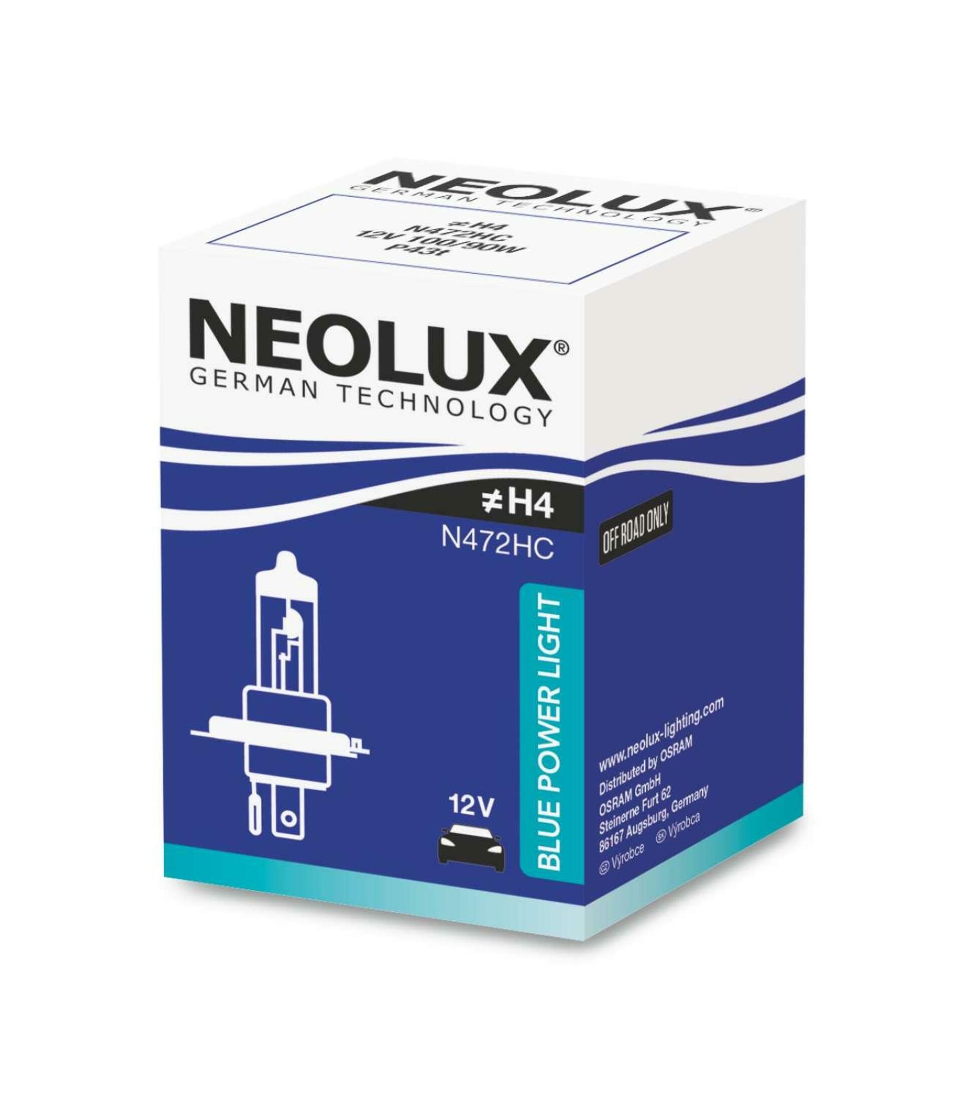 NEOLUX H4 12V 100/90W P43t Blue Power Light N472HC 1ks N472HC