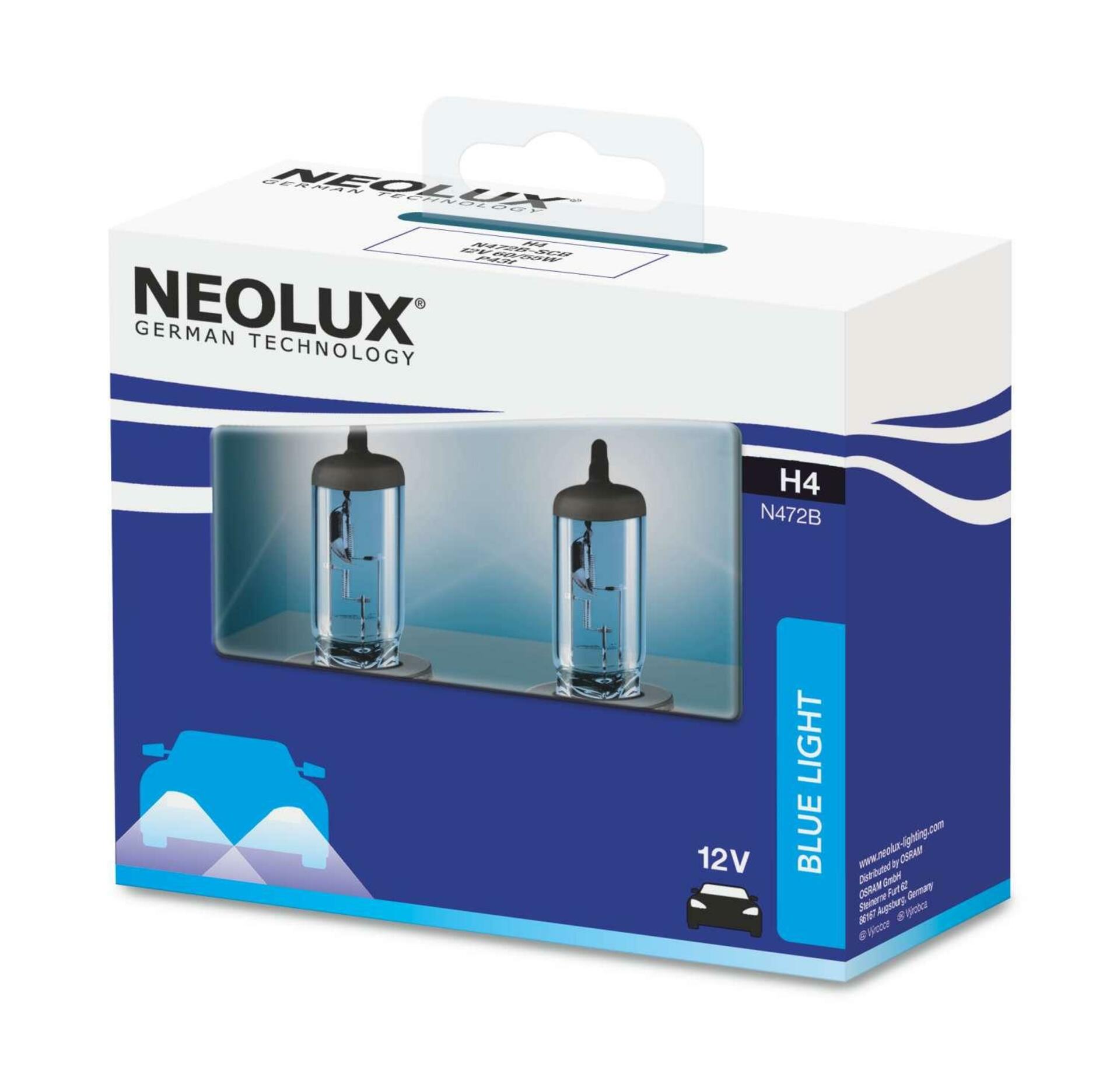 Levně NEOLUX H4 12V 60/55W P43t Blue Light 2ks N472B-2SCB