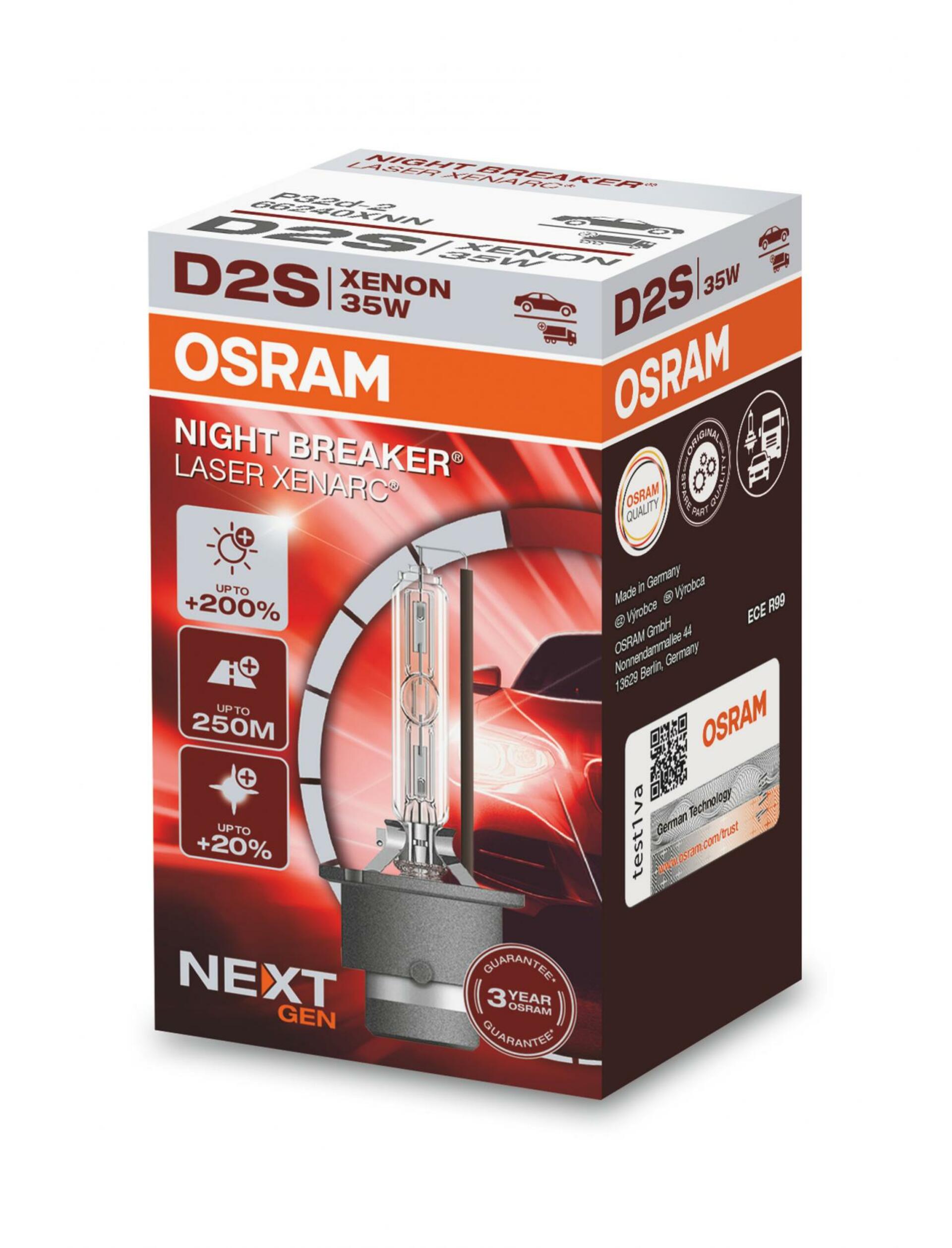 OSRAM D2S 85V XENARC NIGHT BREAKER LASER +200% 3 roky záruka 1ks 66240XNN