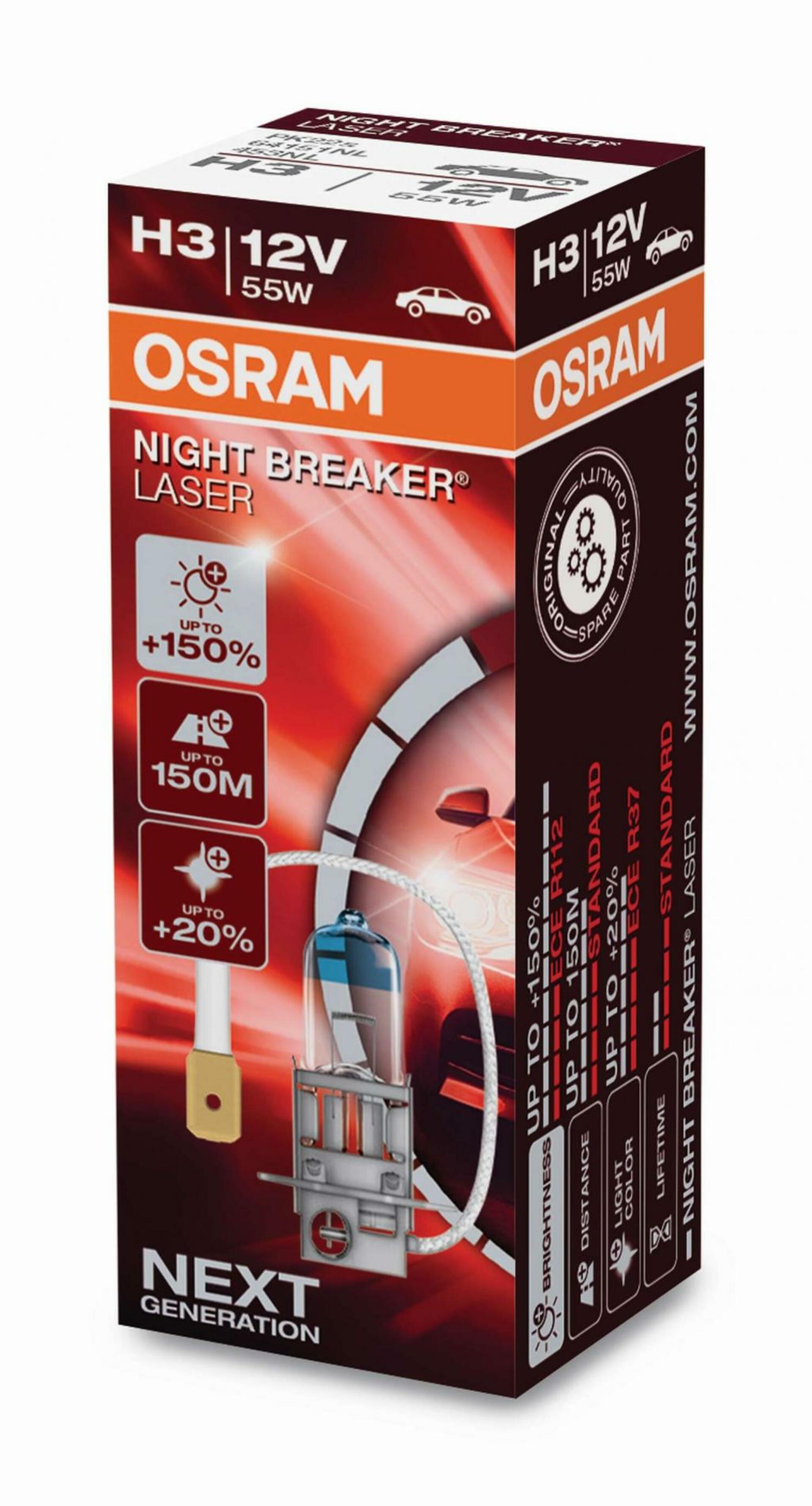 OSRAM H3 64151NL Night Breaker LASER +150% 55W 12V PK22s