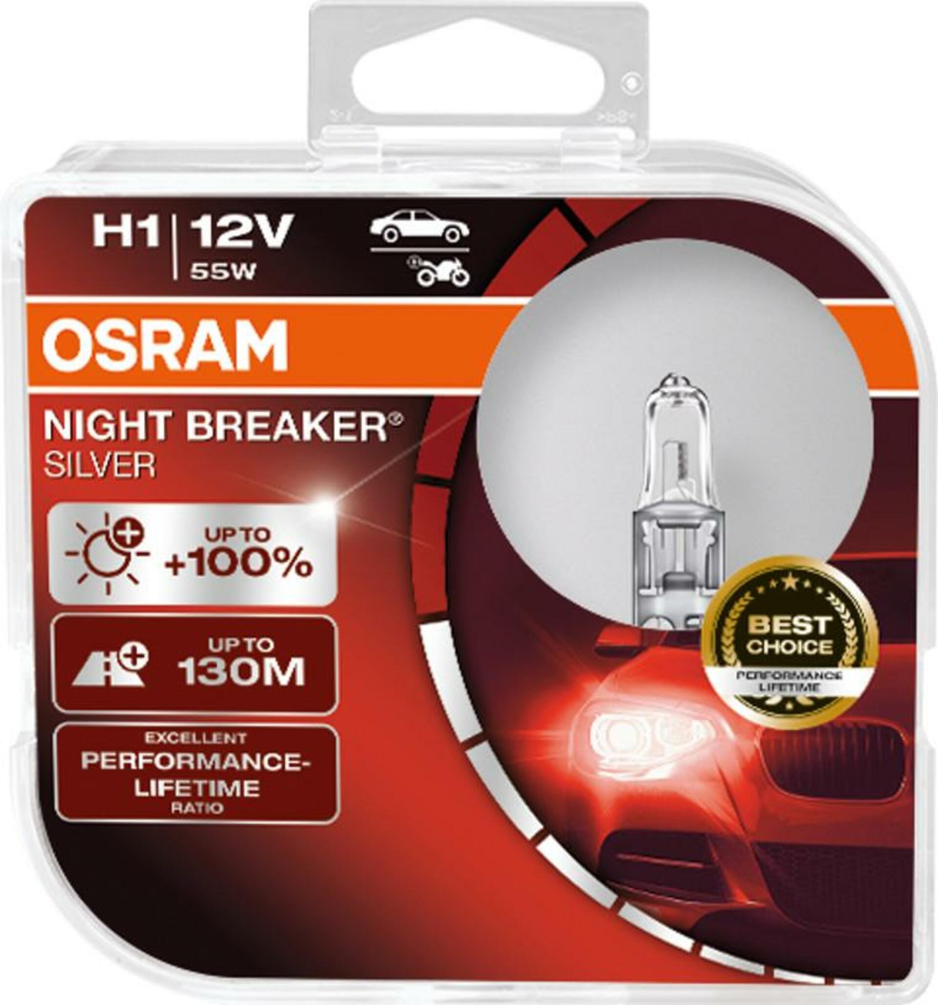 OSRAM H1 Night breaker SILVER +100% 64150NBS-HCB 55W 12V duobox