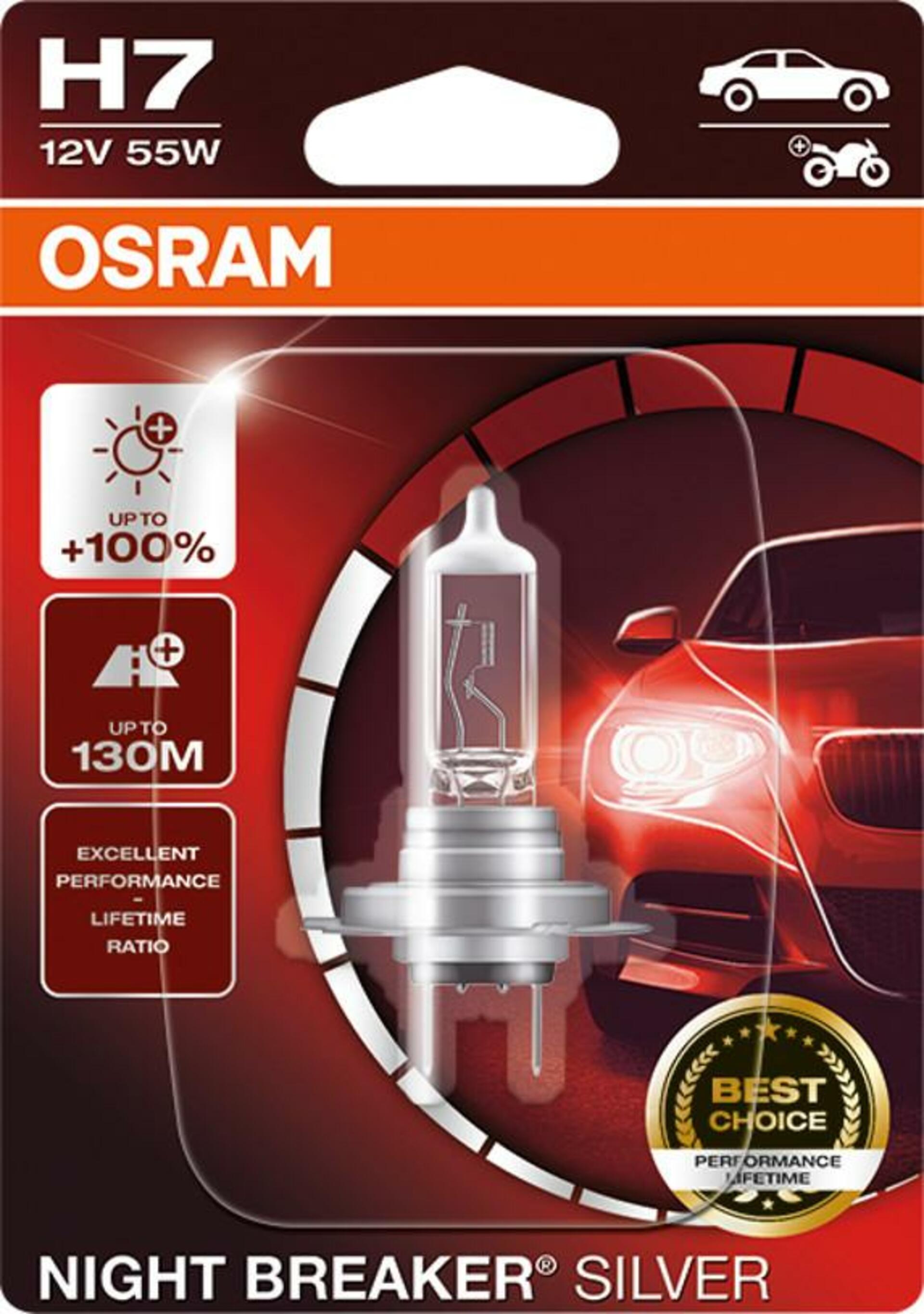 OSRAM H7 12V 55W PX26d NIGHT BREAKER SILVER +100% 1ks 64210NBS-01B