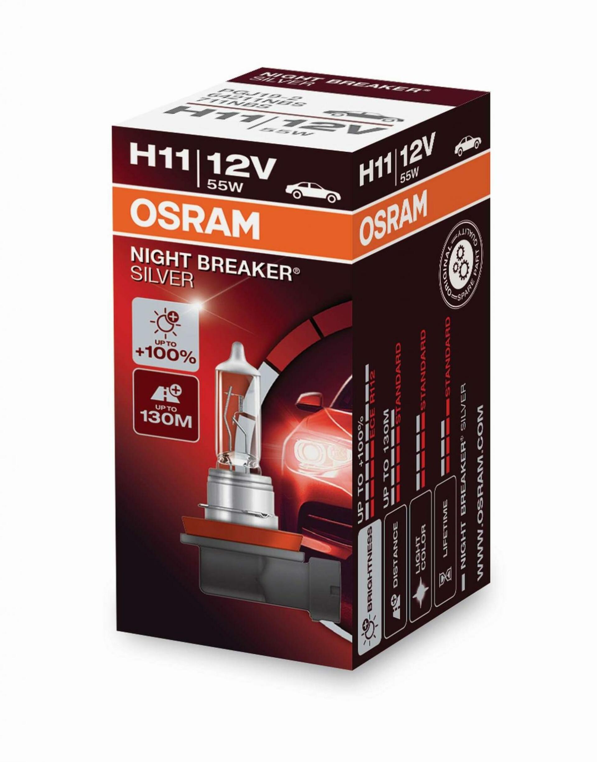 OSRAM H11 12V 55W PGJ19-2 NIGHT BREAKER SILVER +100% 1ks 64211NBS