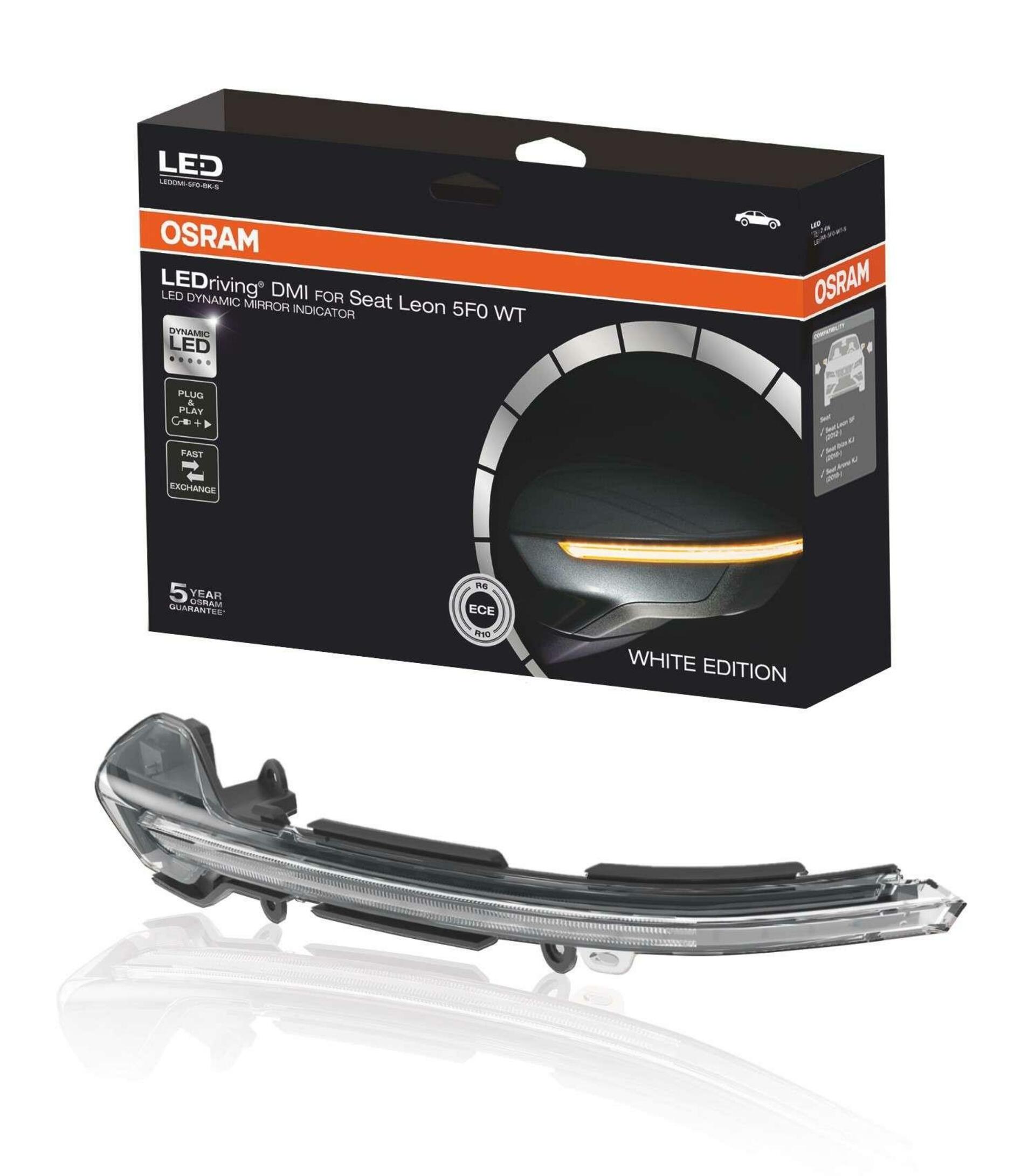 OSRAM LEDRiving dynamický LED blinkr do zrcátka Seat Leon 5F, Ibiza KJ, Arona KJ - White Edition LEDDMI 5F0 WT